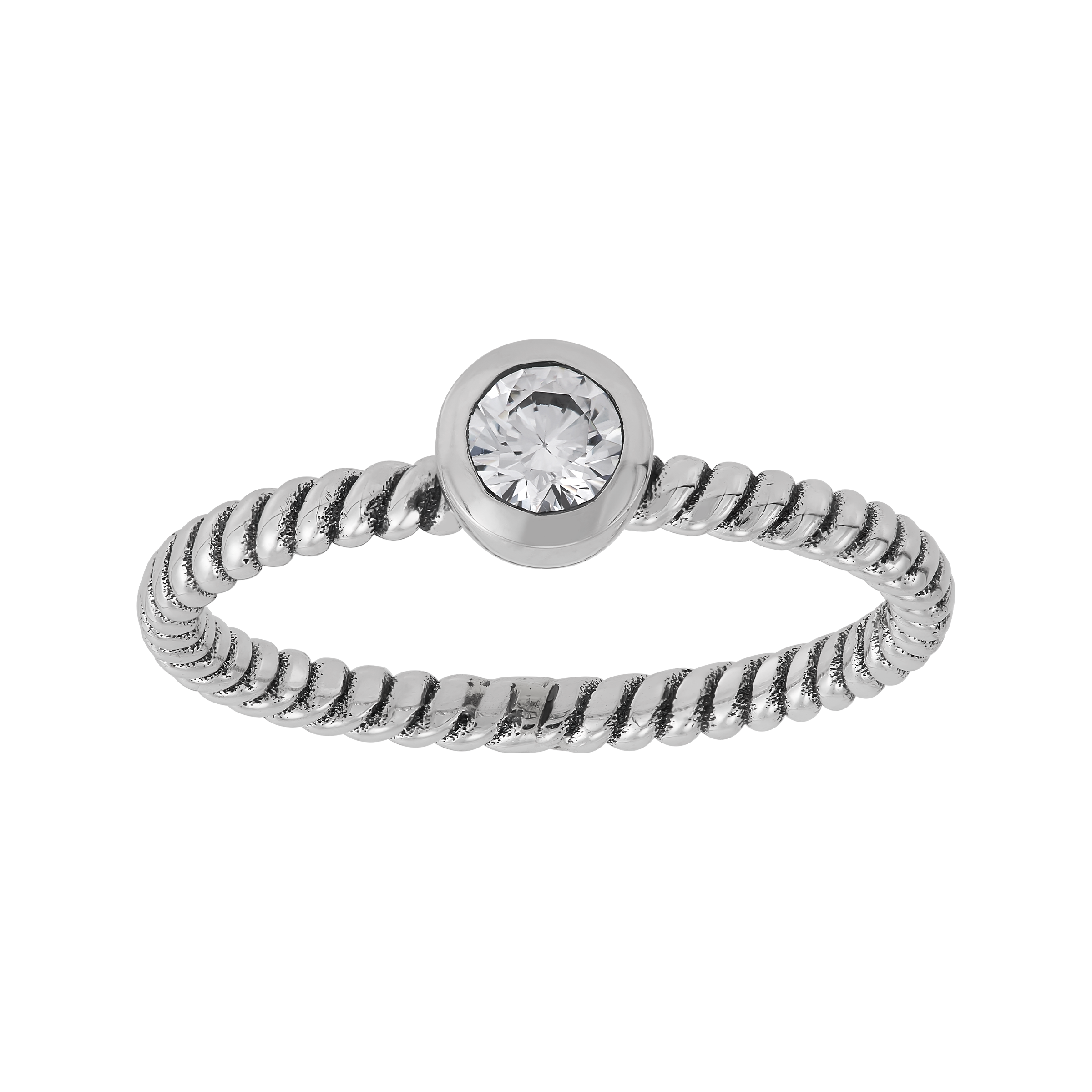 Silpada 'Solitaire' Sterling Silver White Cubic Zirconia Band Ring