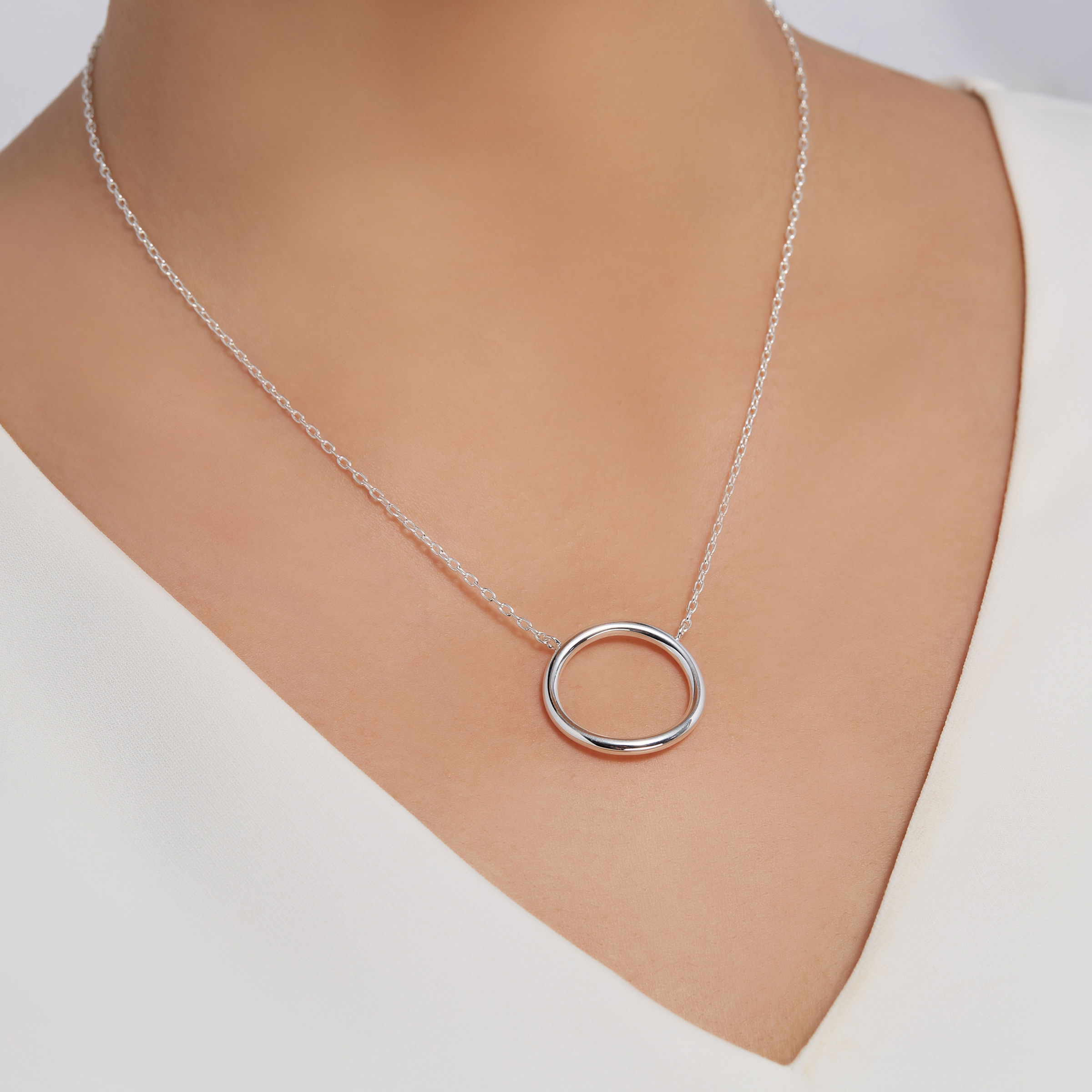 ORR☆Hoop Ring Necklace Sterling Silver Open Circle Necklace - Silpada - .925