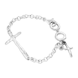 Amazin'ly Gracious Solid 925 Sterling Silver Cross Bracelet - Adjustable Rolo Chain, Handmade, Gift Boxed