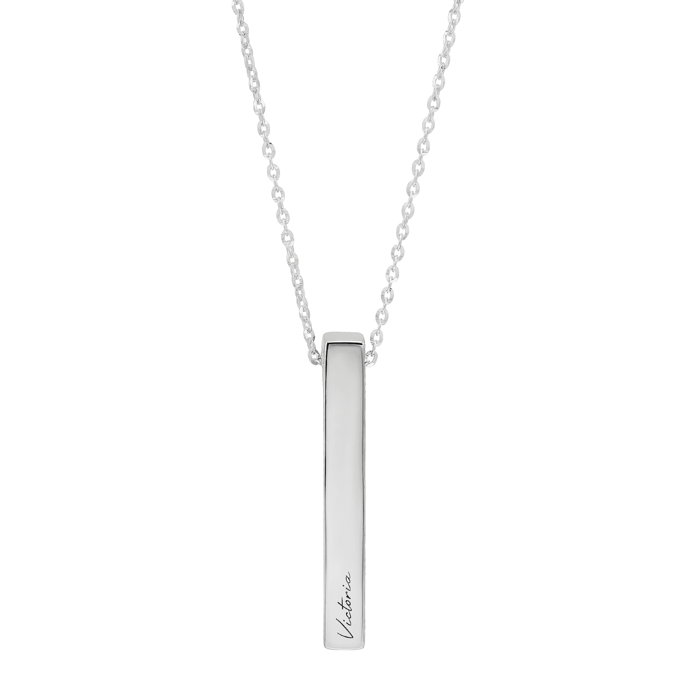 Jewellerybox Sterling Silver 16 Inch Bar Necklace – 925 Pendant, Rectangle, UK Made