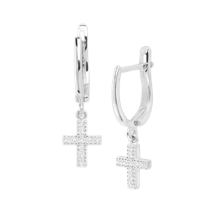 White 2025 cross earrings