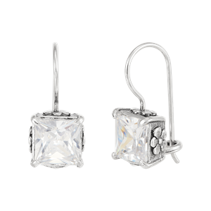 Silpdada Crystal Clear Sterling Silver Cubic Zirconia Drop Earrings Silpada