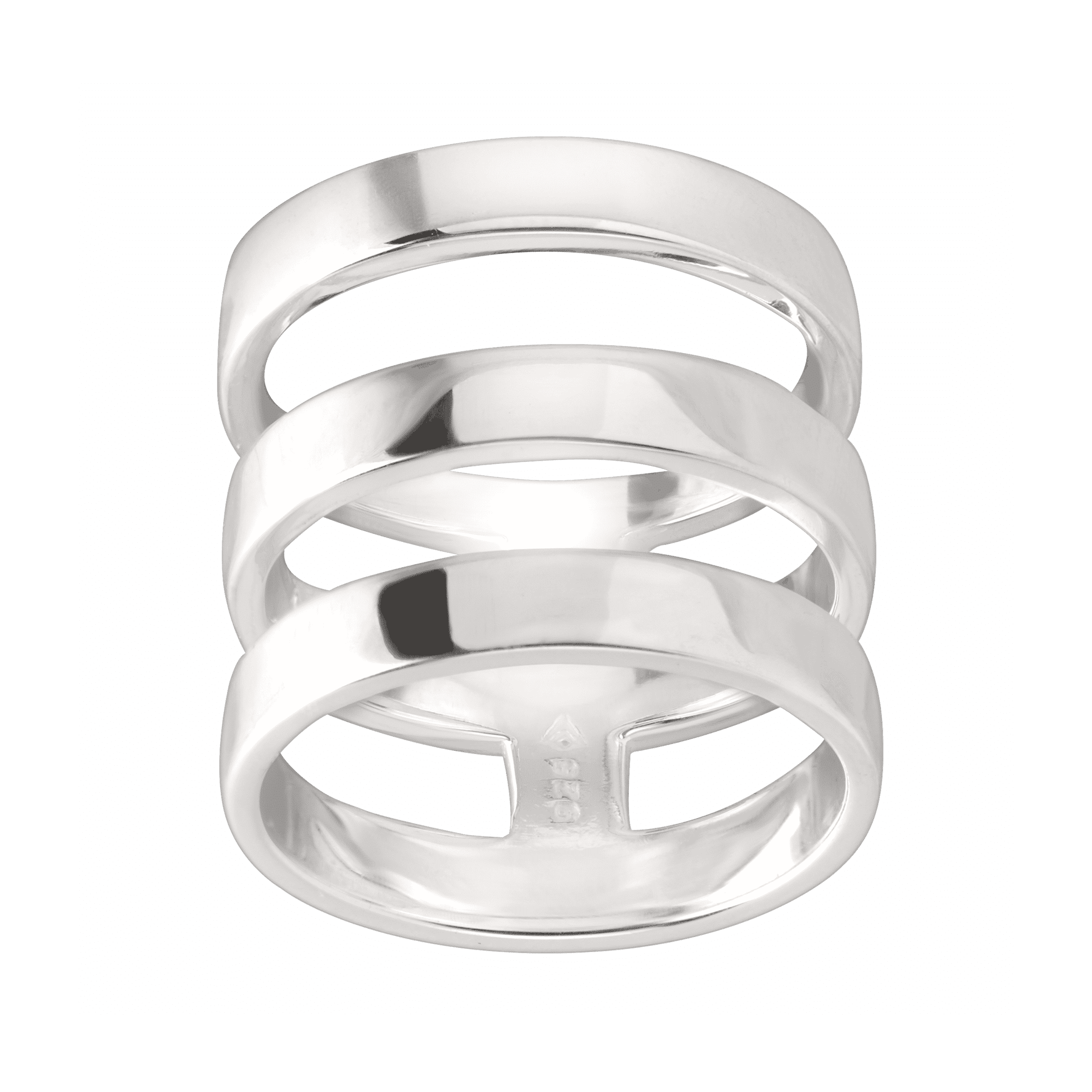 【HYERES LOR】25SS★ Triple Silver Solid Ring Triple-Row Icy Spinner Ring | Hip Hop Rings | King Ice