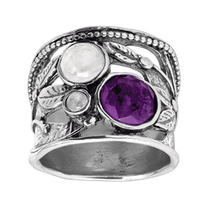 Silpada Heavenly 3 cttw Moonstone Natural Amethyst Ring in