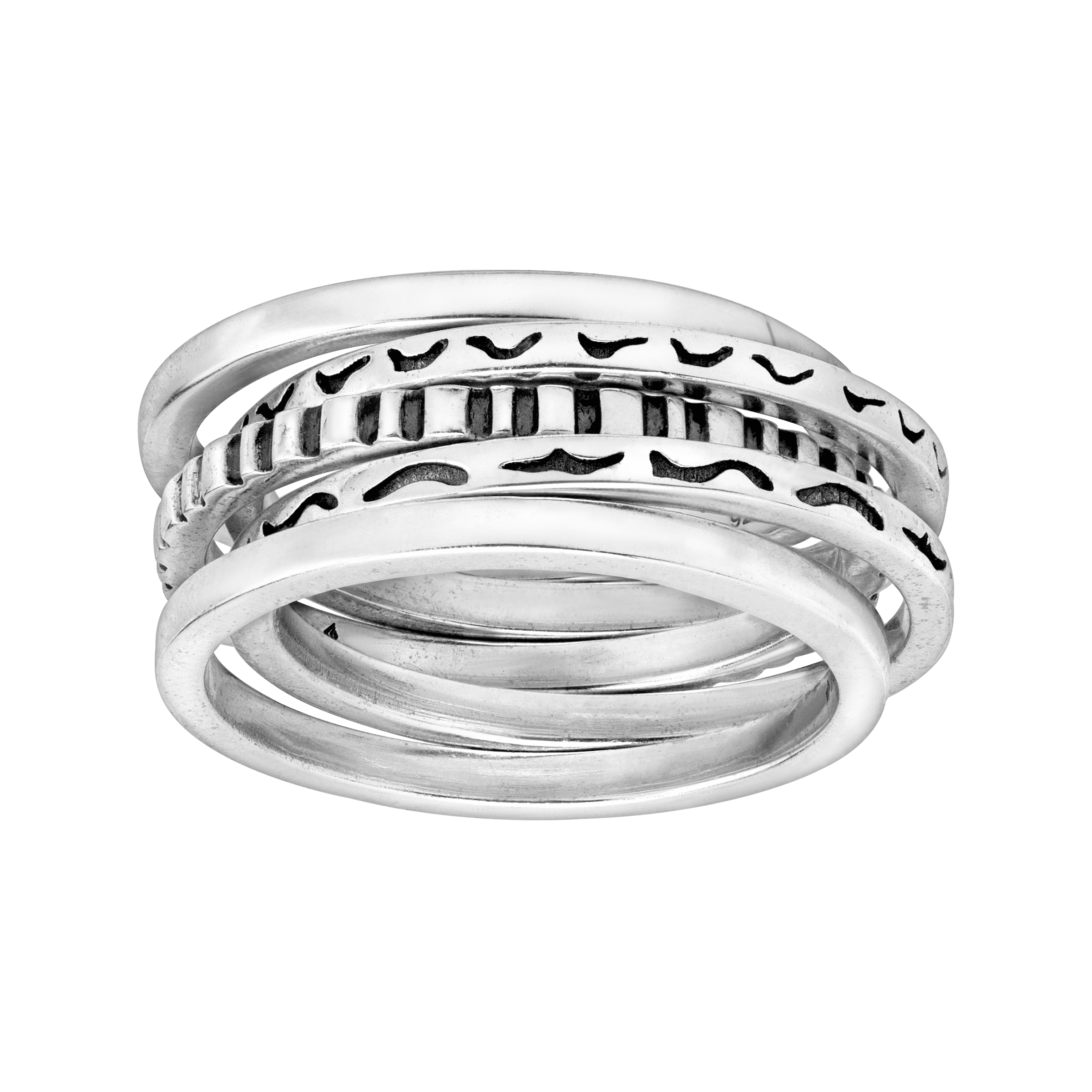 Silpada 'Space Race' Cubic Zirconia Stacking Rings in Sterling Silver