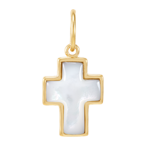 Sterling Silver Two Crosses with Mother of Pearl Necklace Sterling Silver Two Crosses with Mother of Pearl Necklace