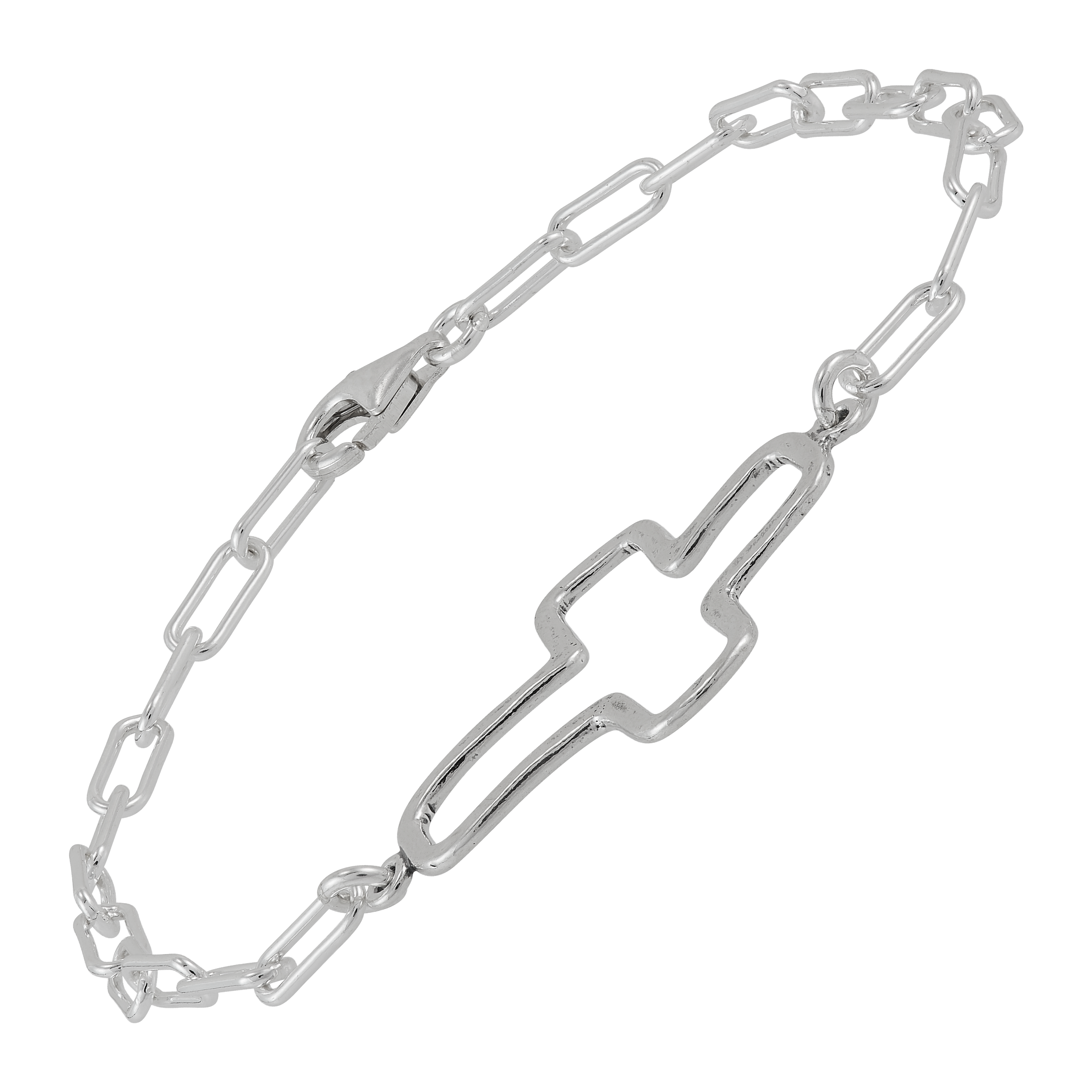 Sterling Silver Unique 8 Cross Charm Chain Bracelet