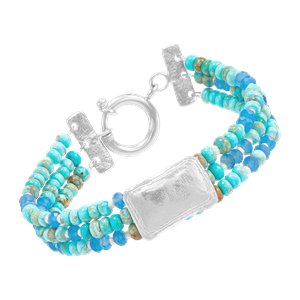 Silpada Happy Trio Sterling Silver Jasper Jade and Freshwater Pearl Bracelet 7.5 Silpada