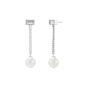 Sterling silver CZ & pearl drop earrings Sterling silver CZ & pearl drop earrings