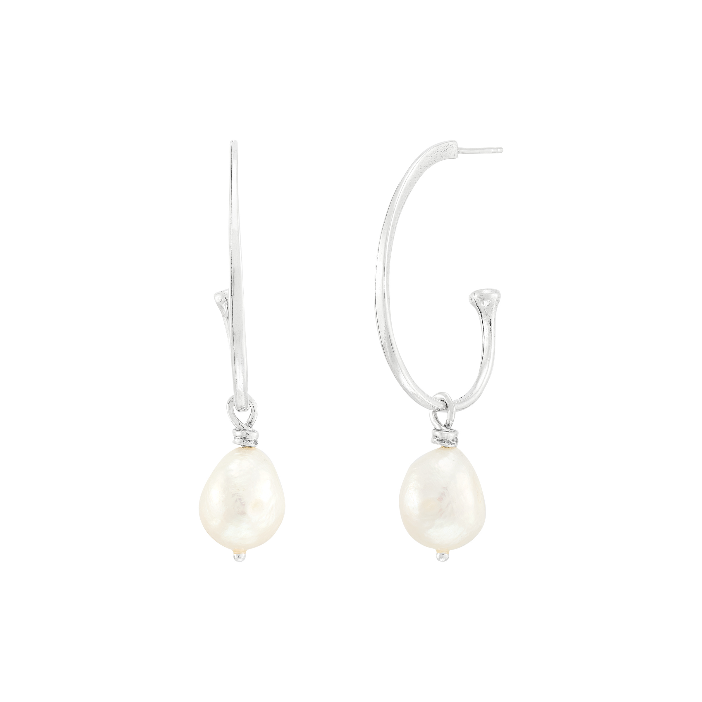 Silpada 'Radiating' Sterling Silver Freshwater Pearl J-Hoop
