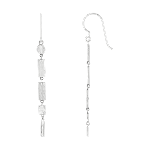 Silver straight dangle earrings discount