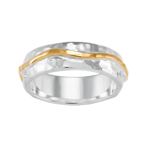 Sterling Silver Band Ring Two-tone Gold-plated and 3mm Cubic Zirconia Sterling Silver Band Ring Two-tone Gold-plated and 3mm Cubic Zirconia