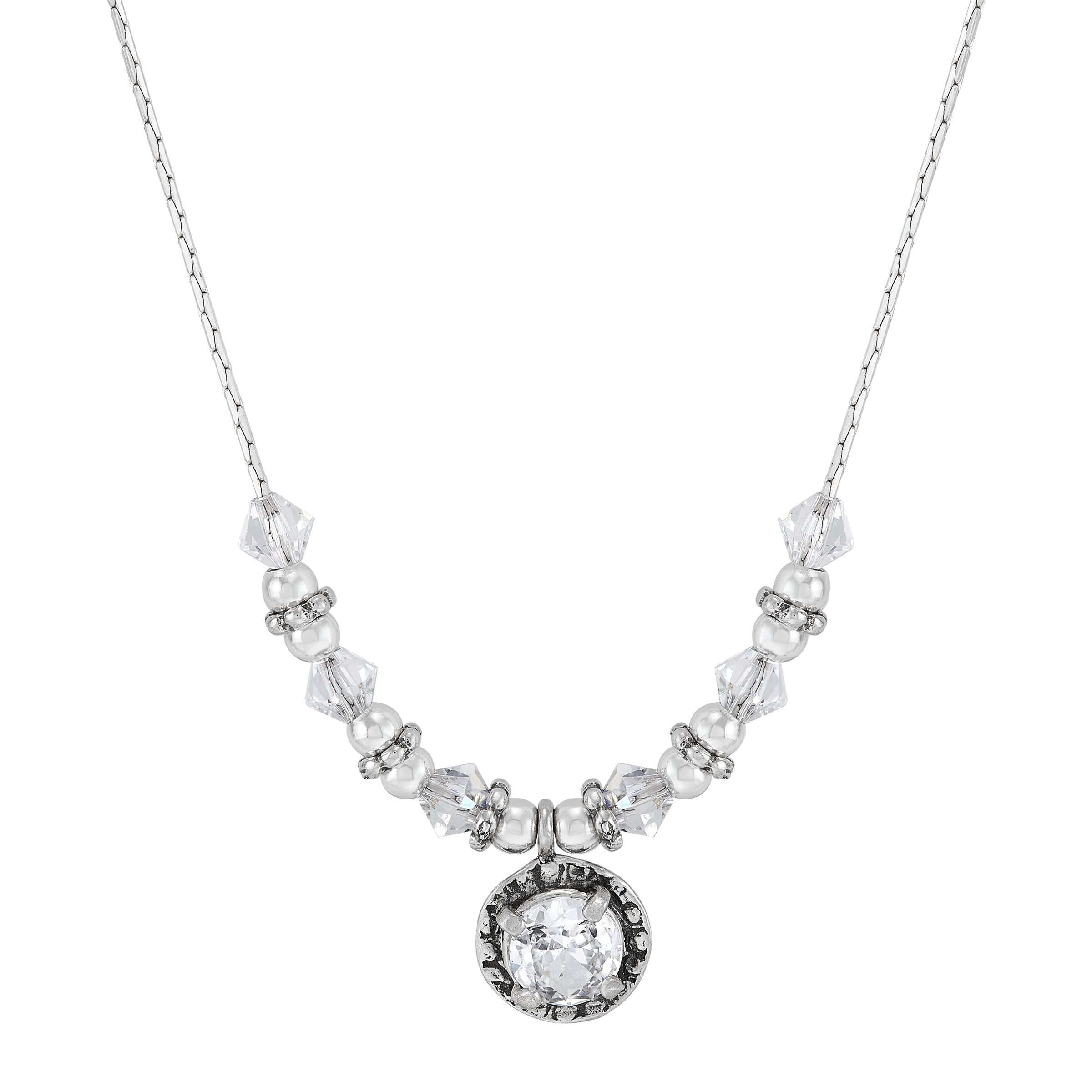 Silpada 'Snow Queen' Silver White Cubic Zirconia Crystal Pendant Necklace, 18"