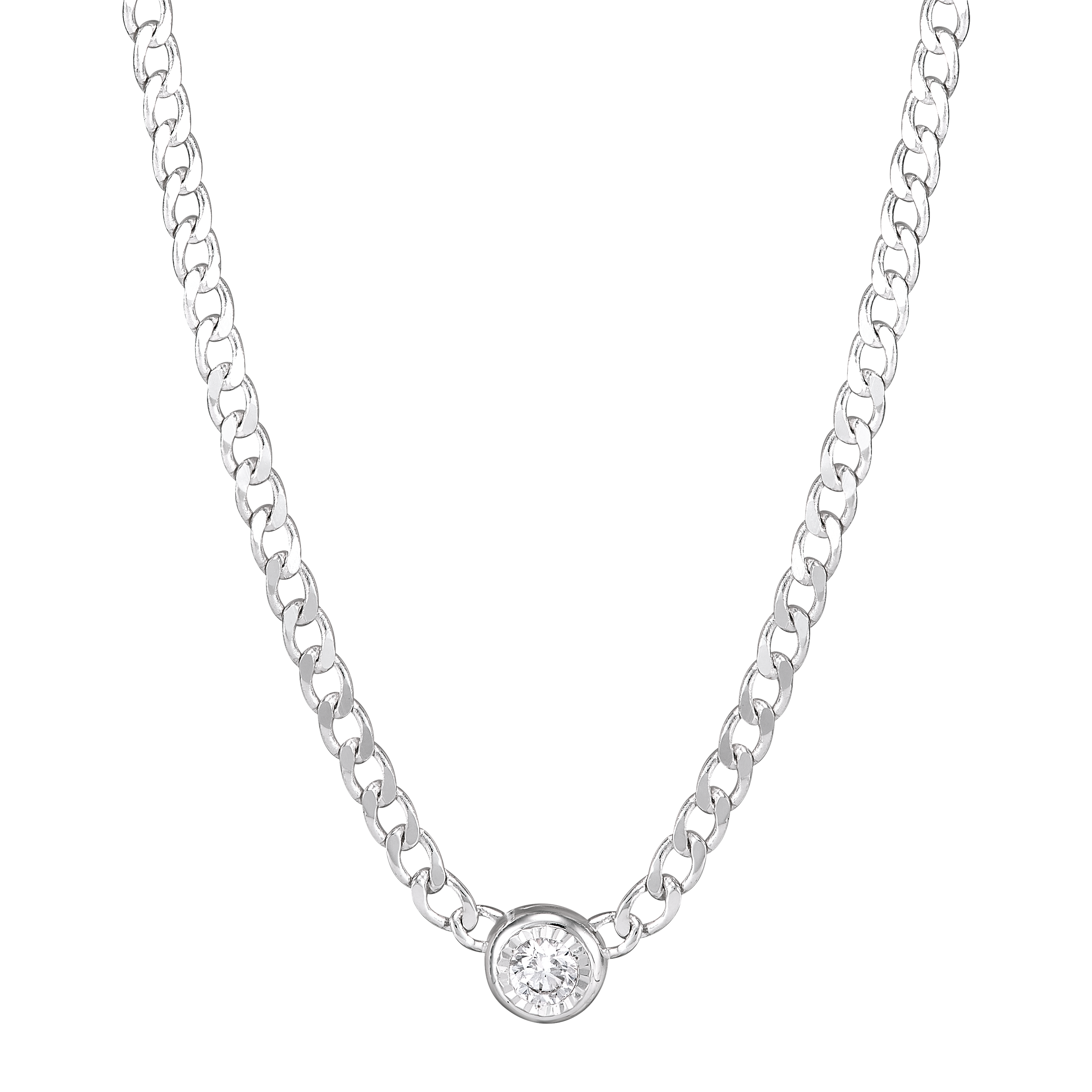 Silpada 'Fluorescent' Sterling Silver White Cubic Zirconia Chain Necklace, 18"