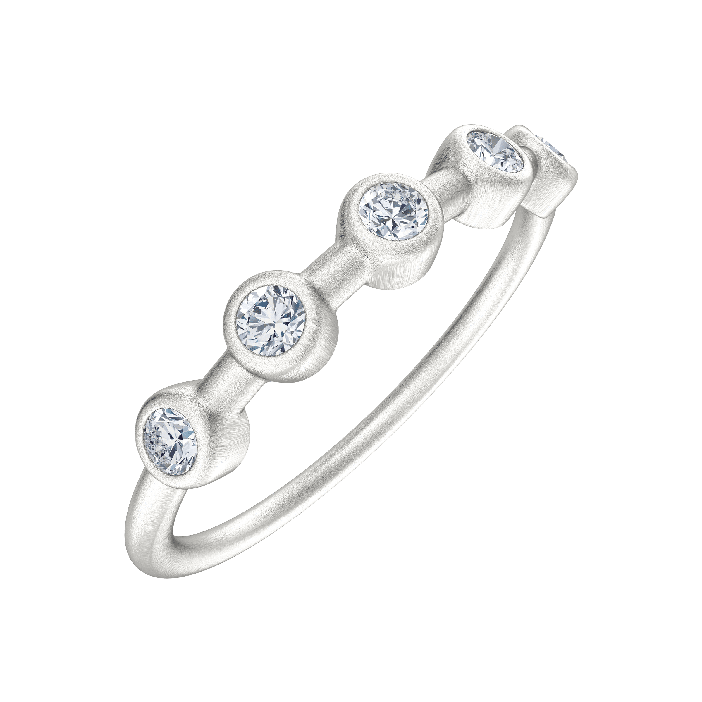 Finecraft 5-Station Ring with Created Moissanites in Sterling Silver - Picture 6 of 16