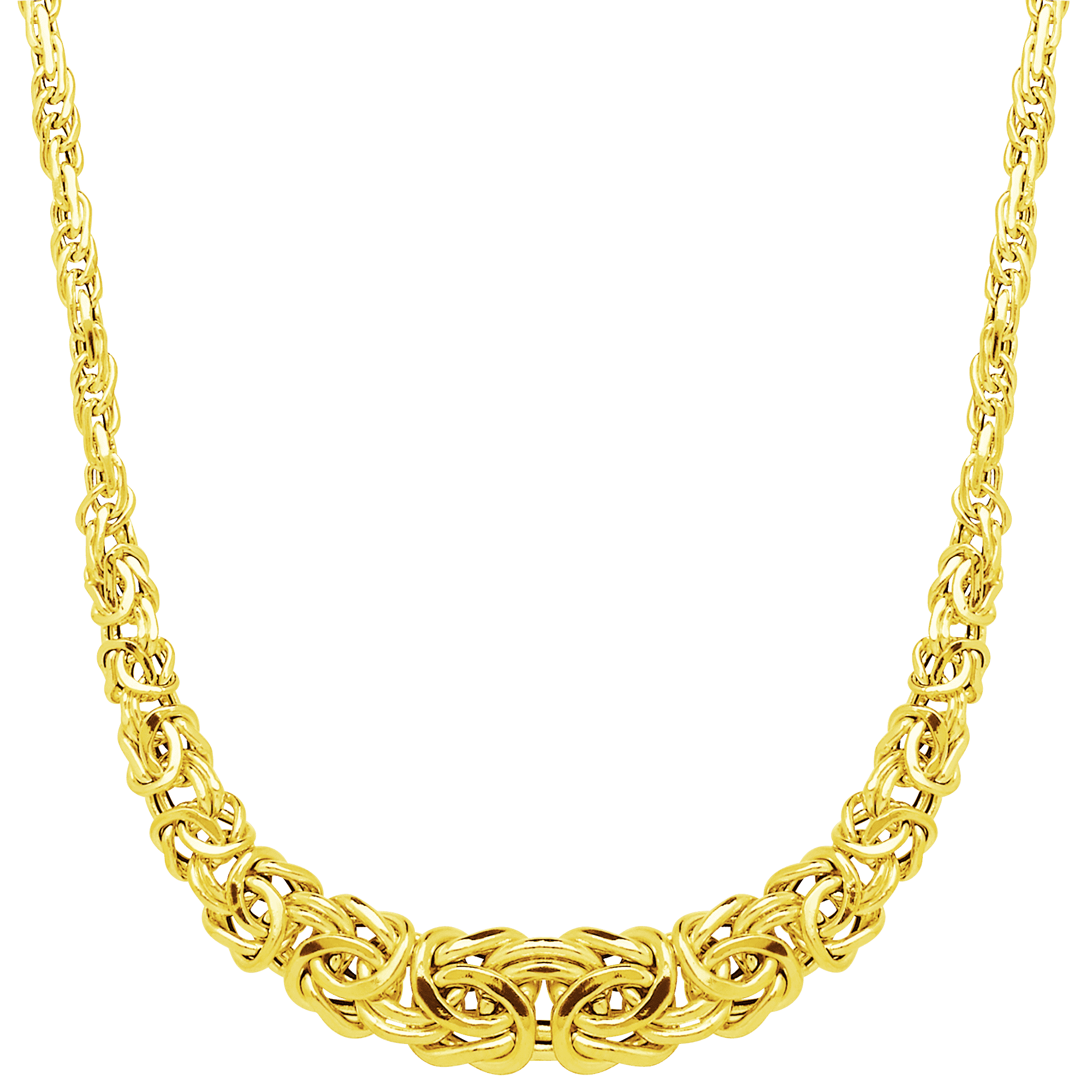 Pre-owned Finecraft Graduated Byzantine Links Necklace In 14k Gold, 17"