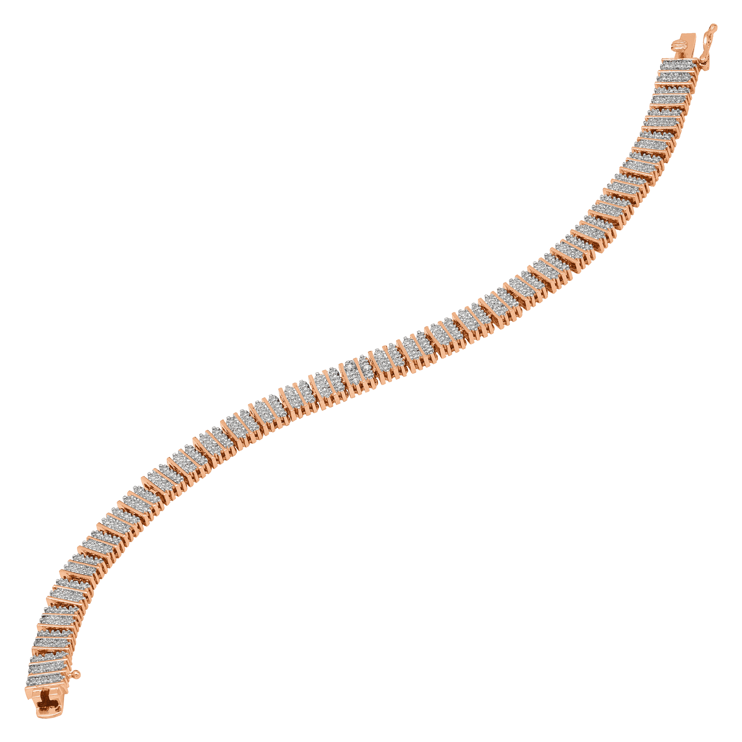 thumbnail 7  - Finecraft Square Link Tennis Bracelet with Diamonds in 14K Gold-Plated Brass,