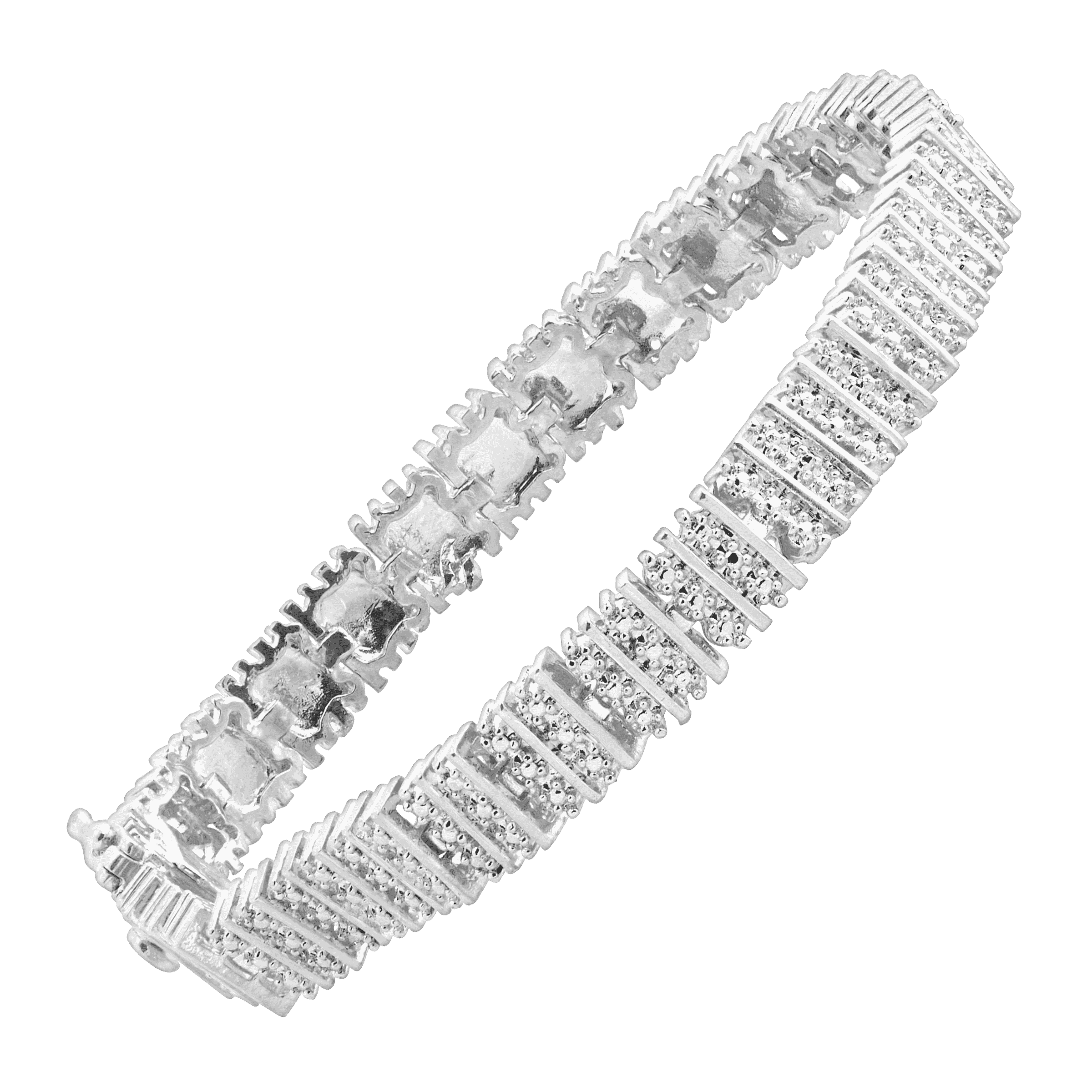 thumbnail 9  - Finecraft Square Link Tennis Bracelet with Diamonds in 14K Gold-Plated Brass,