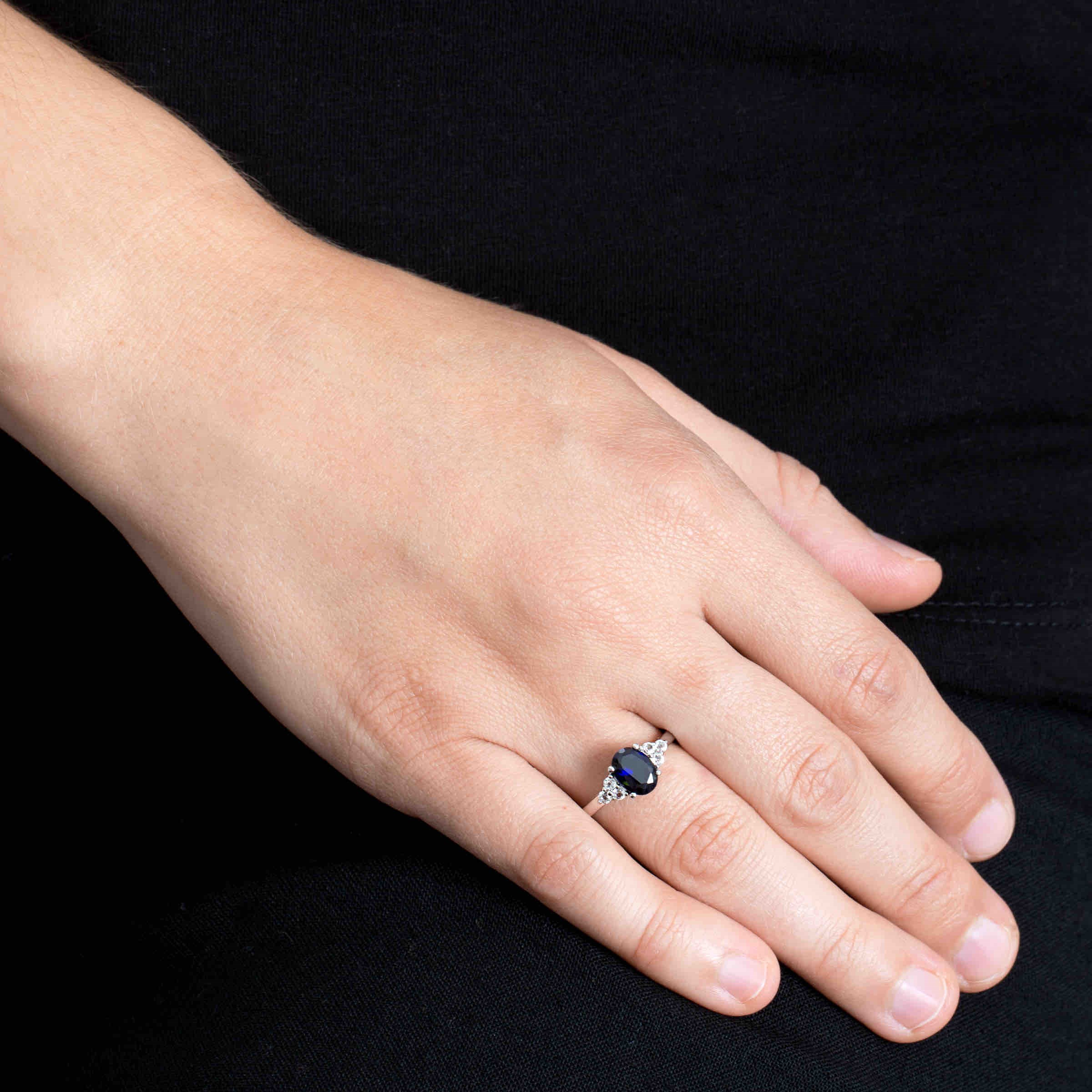 Finecraft oval geschnittener Steinring mit weißem Topas in Sterlingsilber - Bild 8 von 15