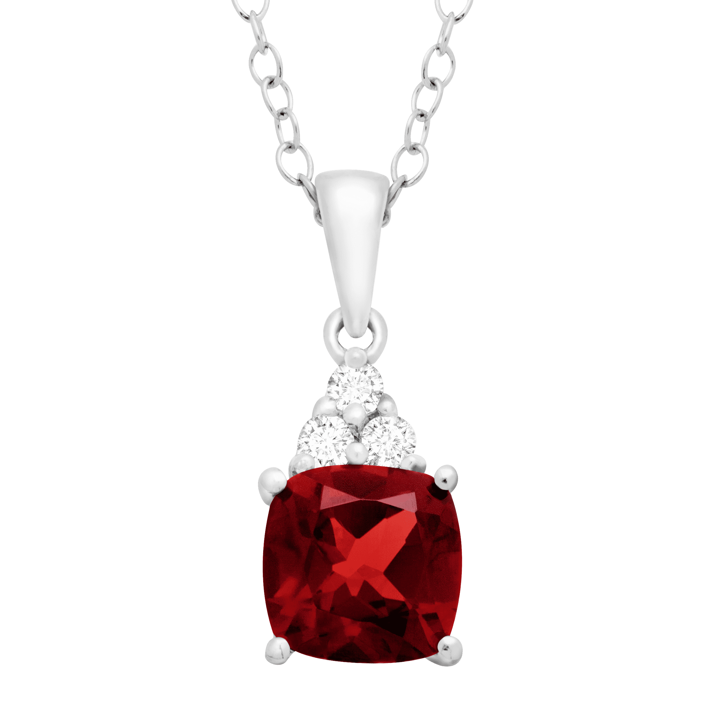 Finecraft Gemstone & White Topaz Pendant Necklace in Sterling Silver, 18" - Picture 6 of 11