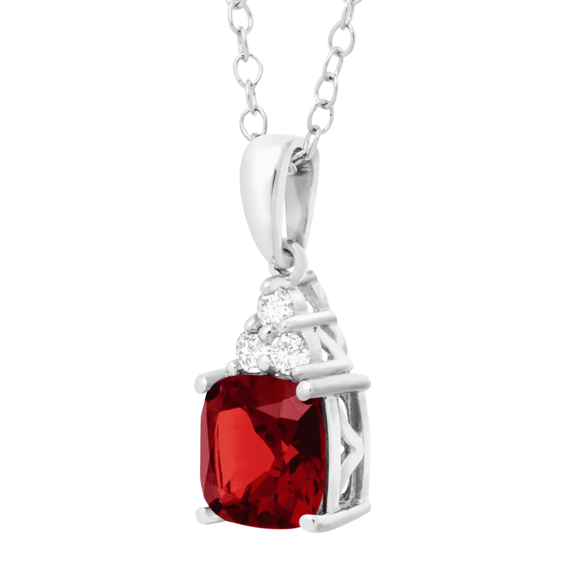 Finecraft Gemstone & White Topaz Pendant Necklace in Sterling Silver, 18" - Picture 7 of 11