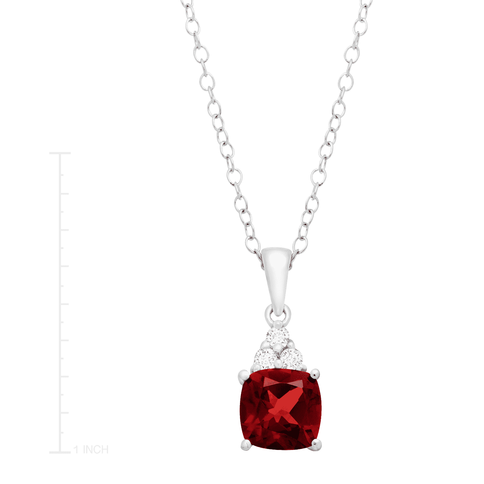 Finecraft Gemstone & White Topaz Pendant Necklace in Sterling Silver, 18" - Picture 9 of 11