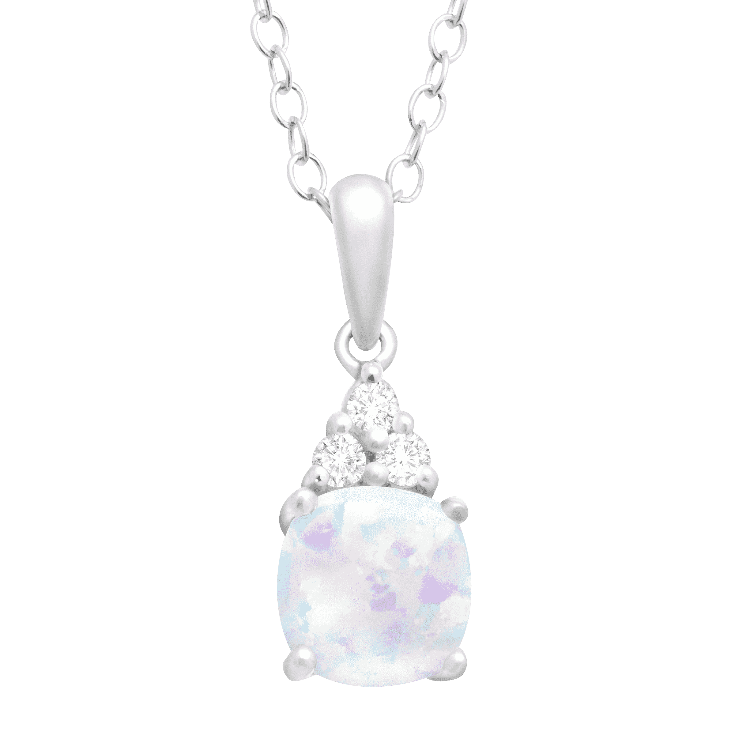 Finecraft Gemstone & White Topaz Pendant Necklace in Sterling Silver, 18" - Picture 10 of 11