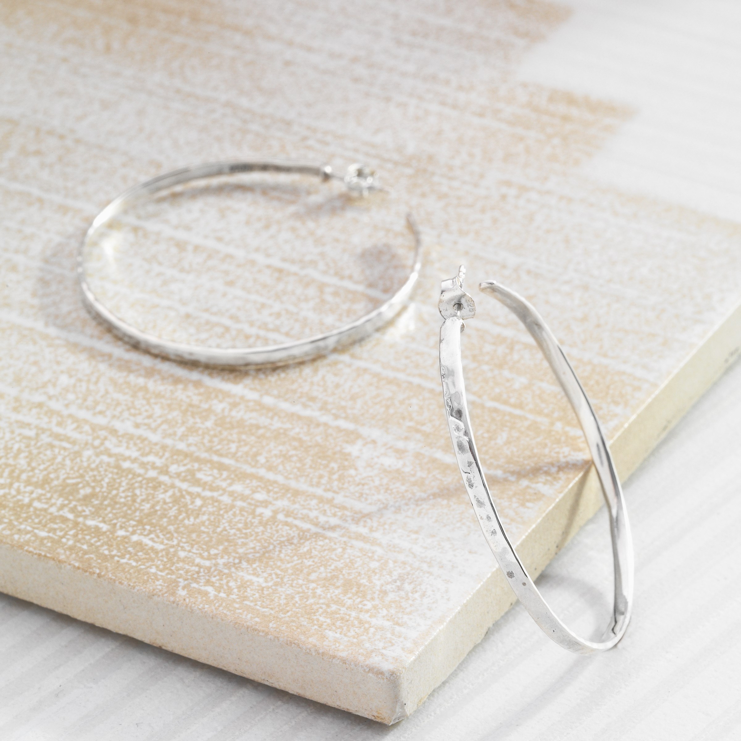 Sterling Silver Hammered Hoop Earrings - Silpada - .925