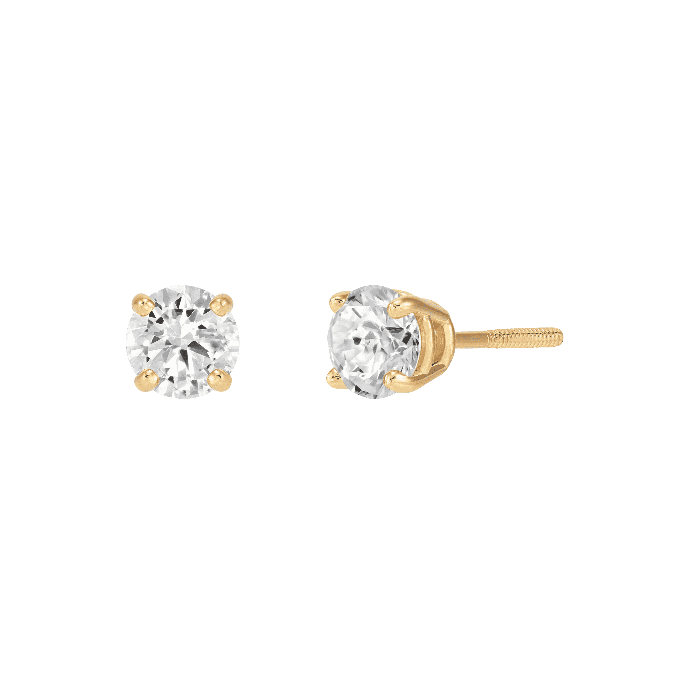 Pre-owned Finecraft 1 Cttw Diamond Solitaire Stud Earrings In 14k Gold In White