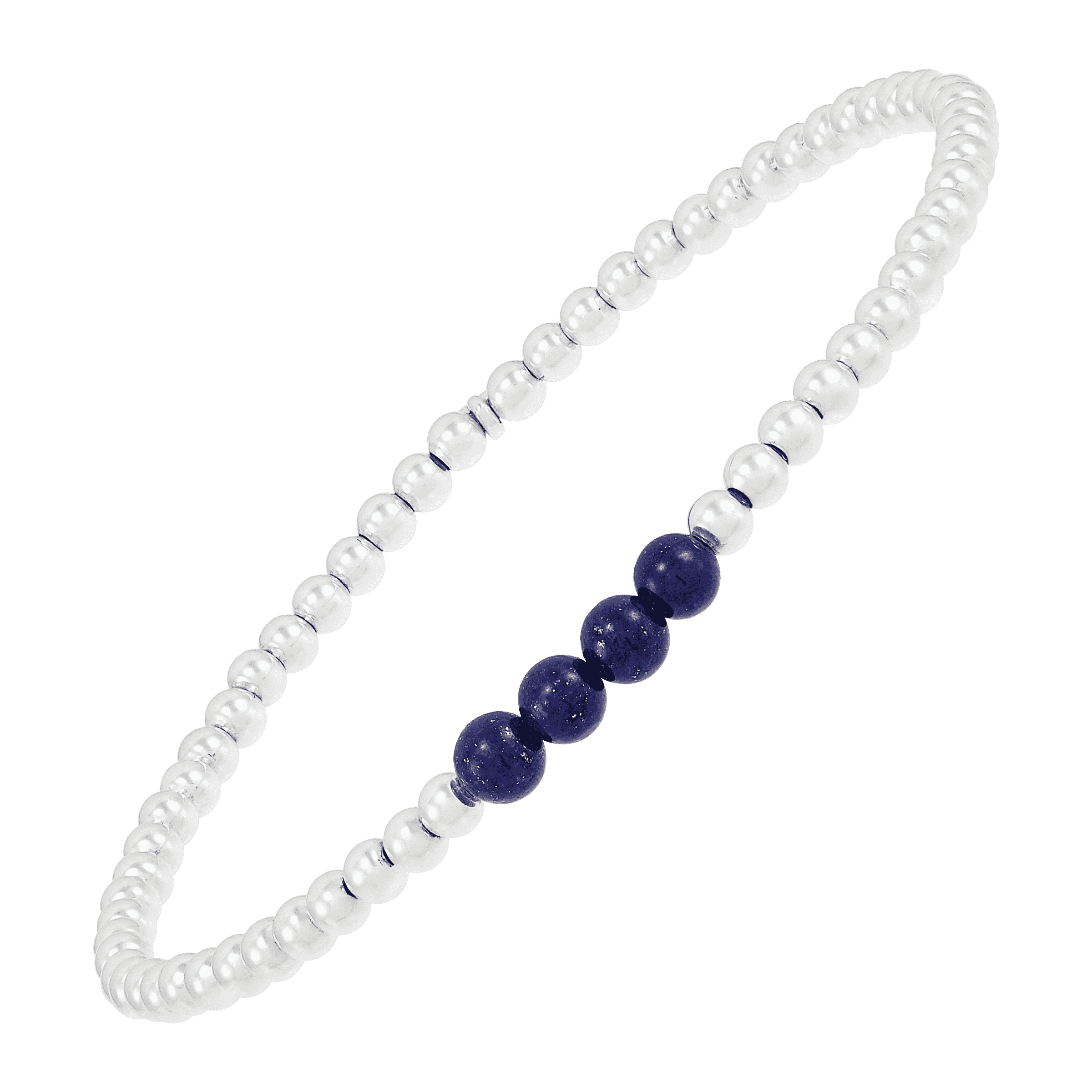 Lapis Lazuli Bracelet Tile-Shaped Bead Stretch phenomenal quality