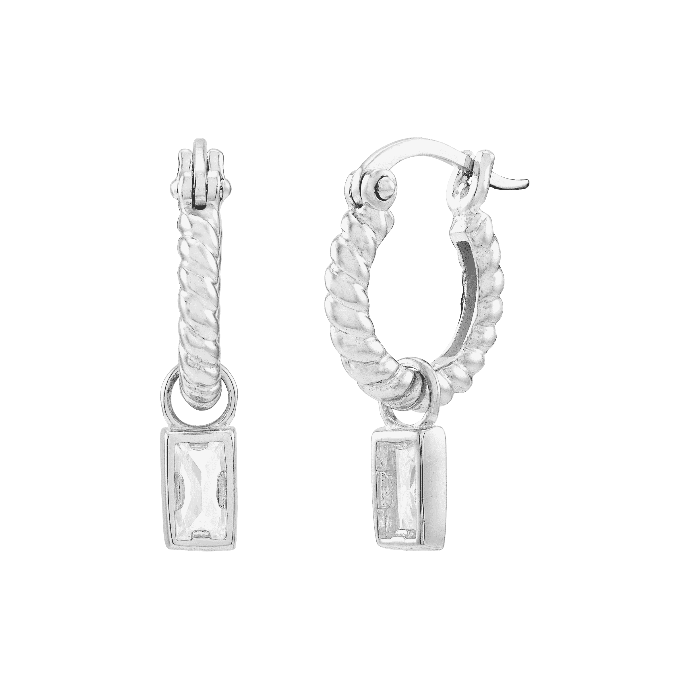 [wingbling] 925Silver☆Grania Twist earrings Silpada 'Twisted Crystal' Glider Charm Cubic Zirconia Hoop
