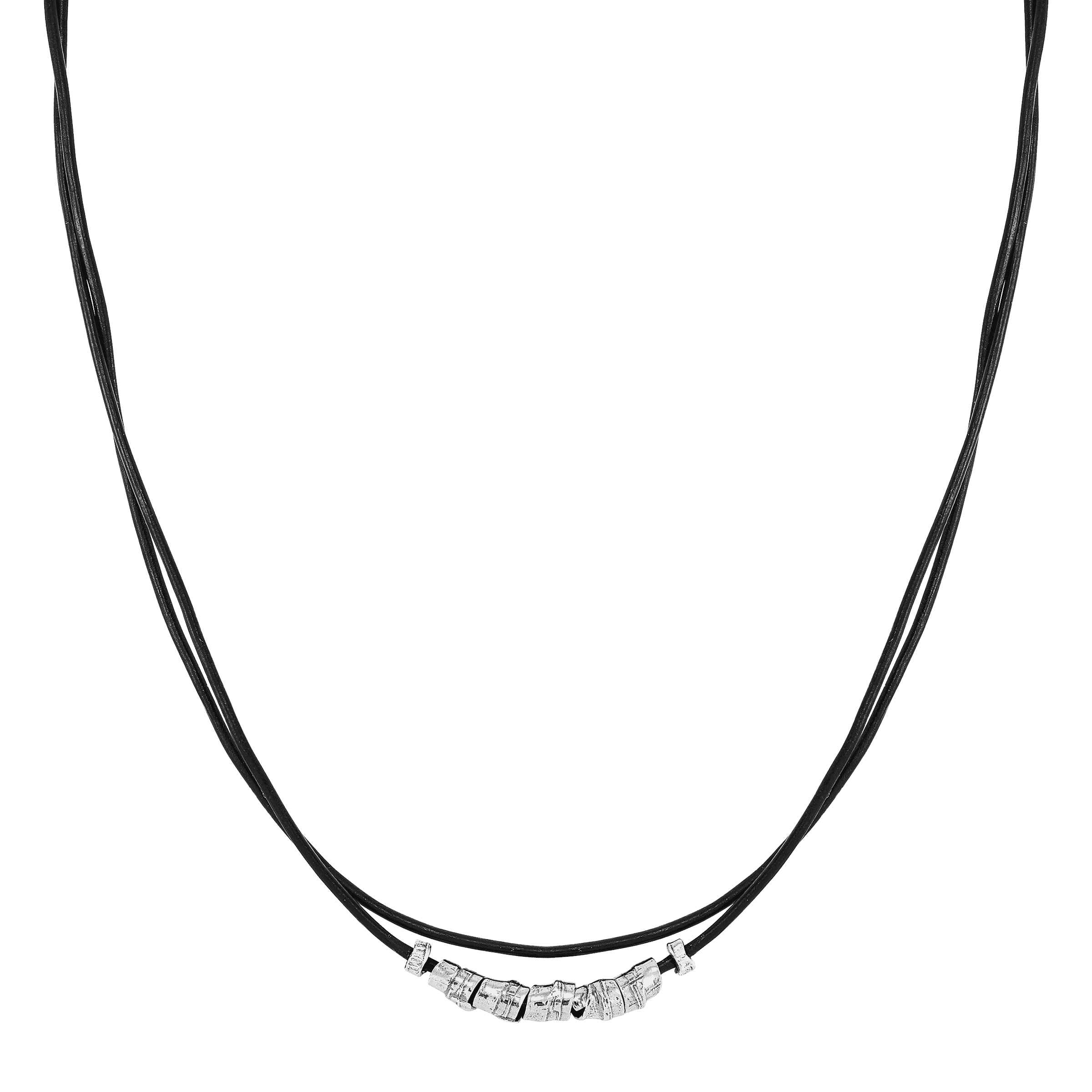 Strong Void Leather Necklace Silver