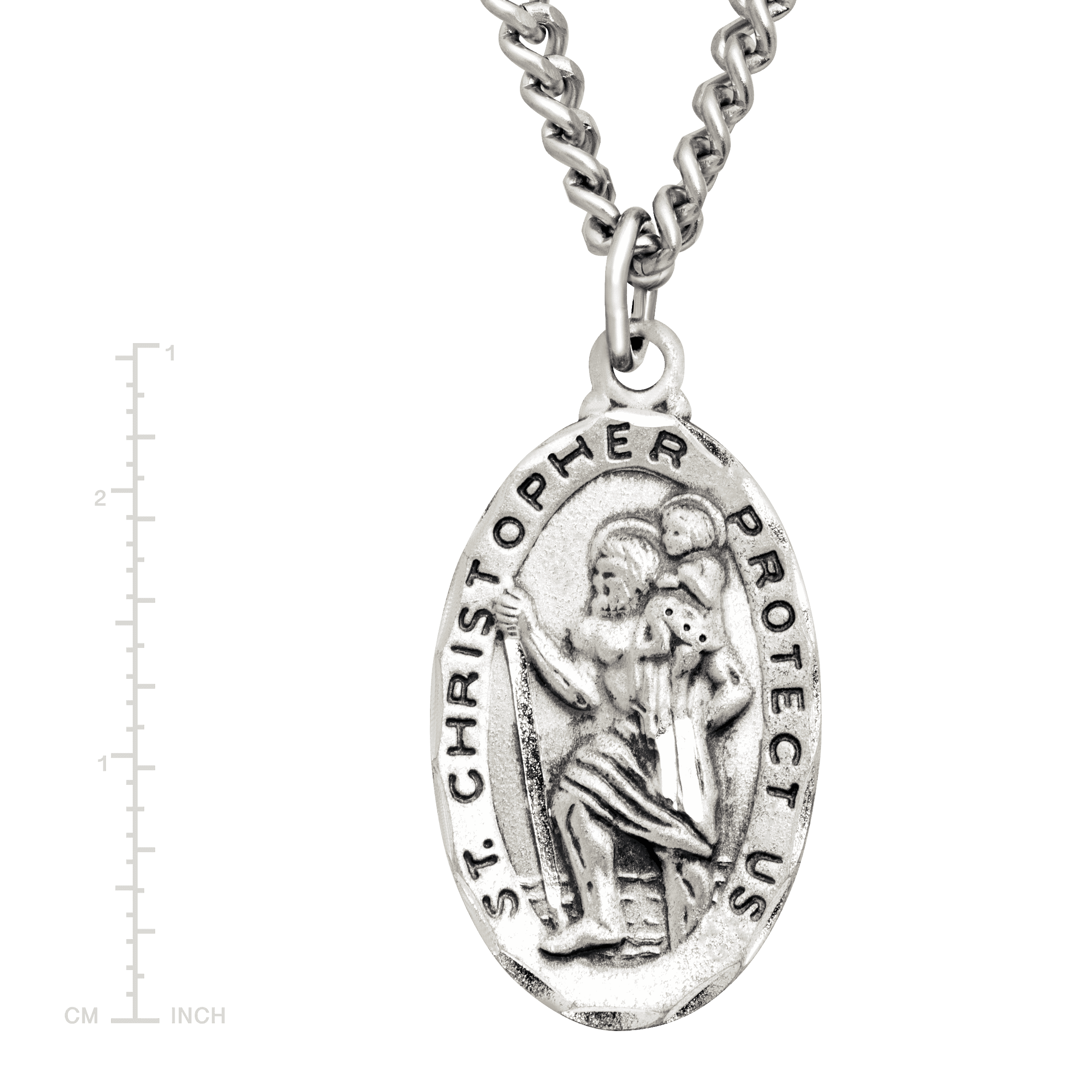 thumbnail 11  - Finecraft St. Christopher Medallion Necklace in Sterling Silver and Stainless