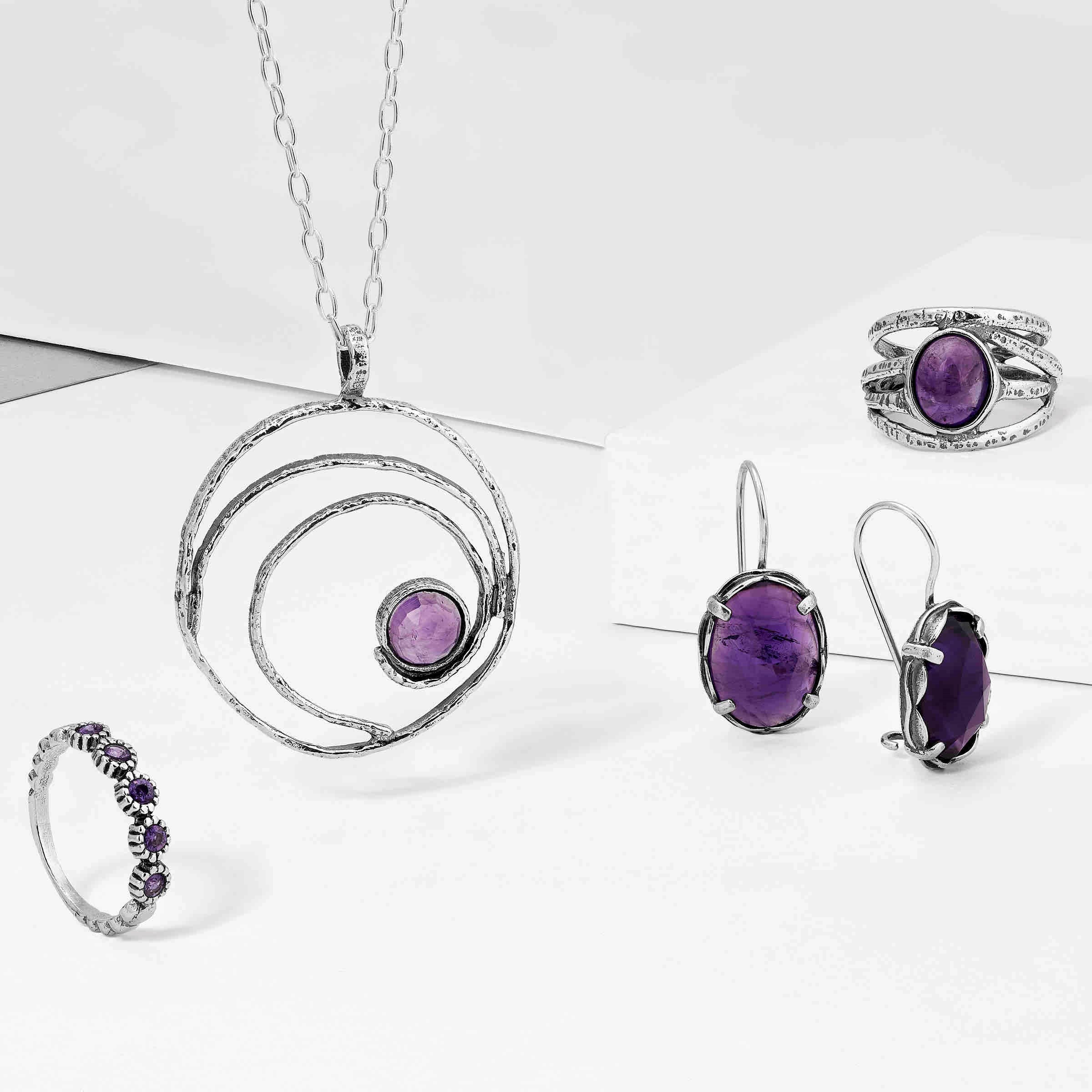 Silpada 'Eye In The Sky' Sterling Silver Ring – Oval Amethyst Statement Ring