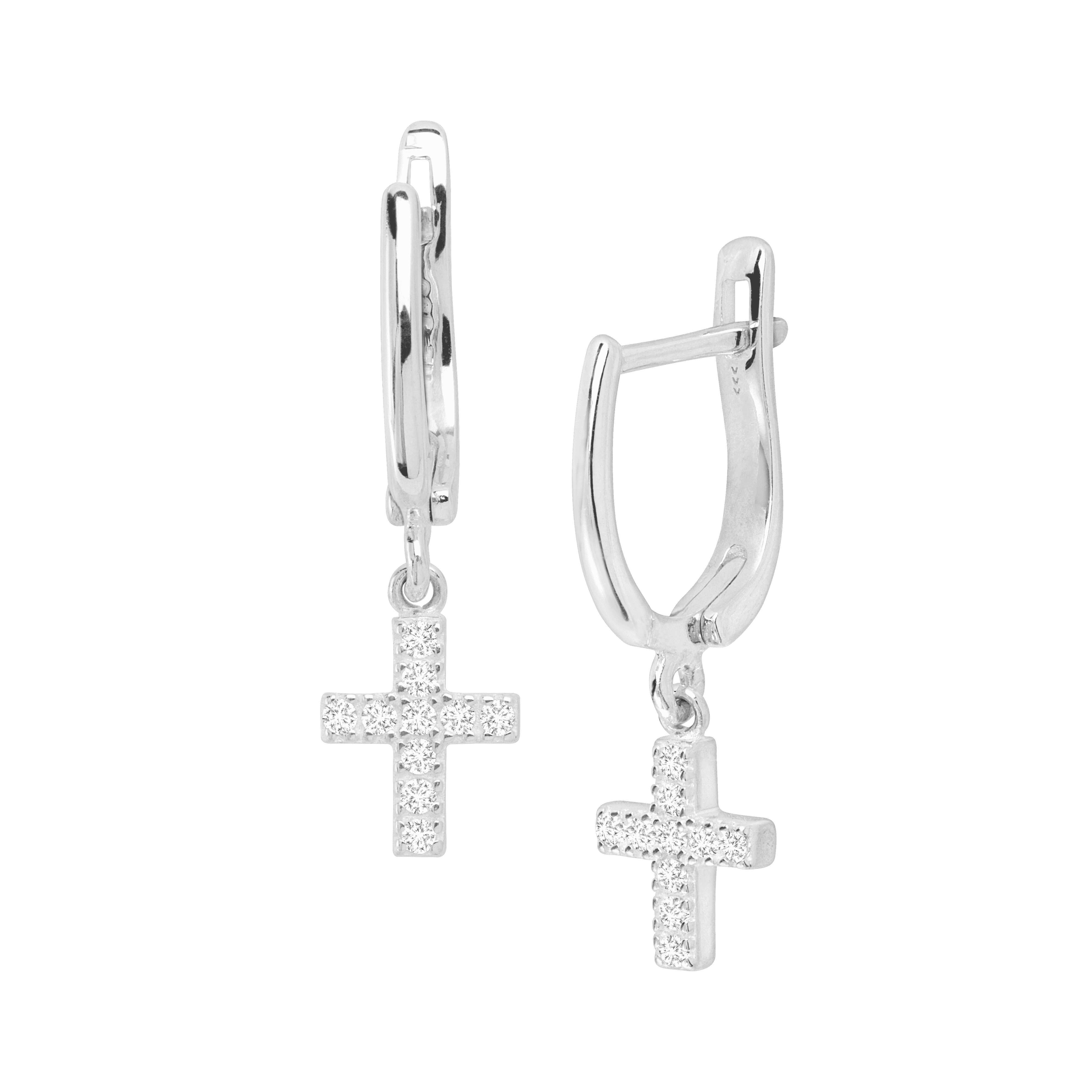 Cross Huggie Hoop Earrings