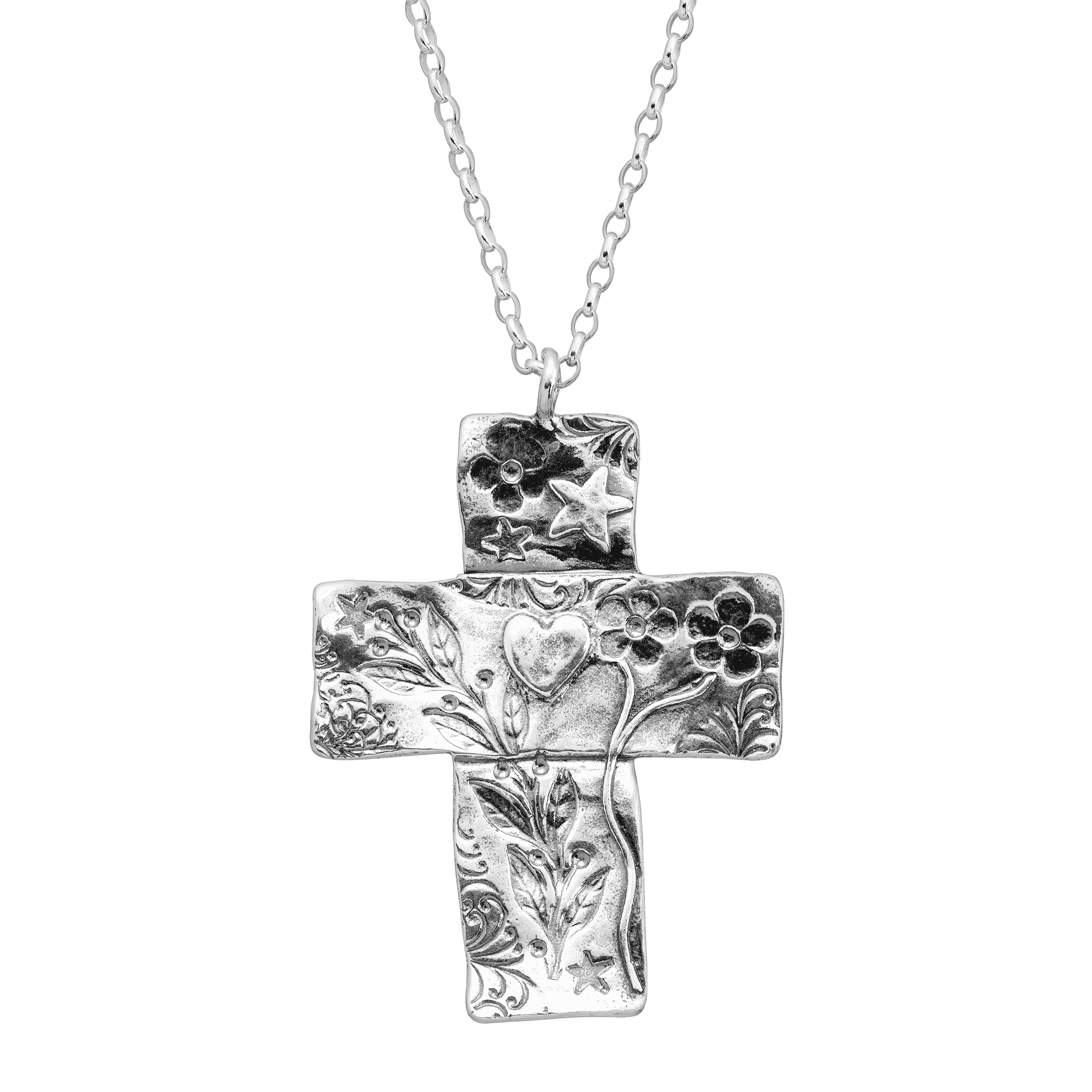 Sterling Silver Big Cross Pendant Necklace - Silpada - .925