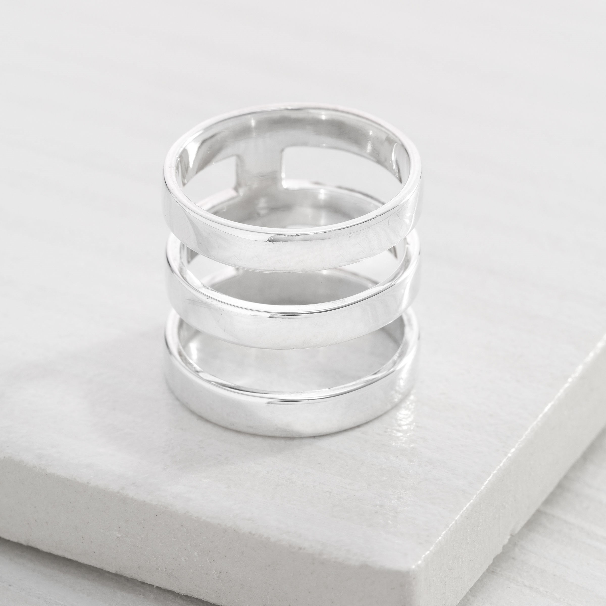 Sterling Silver Three Band Ring - Silpada - .925 Sterling Silver 