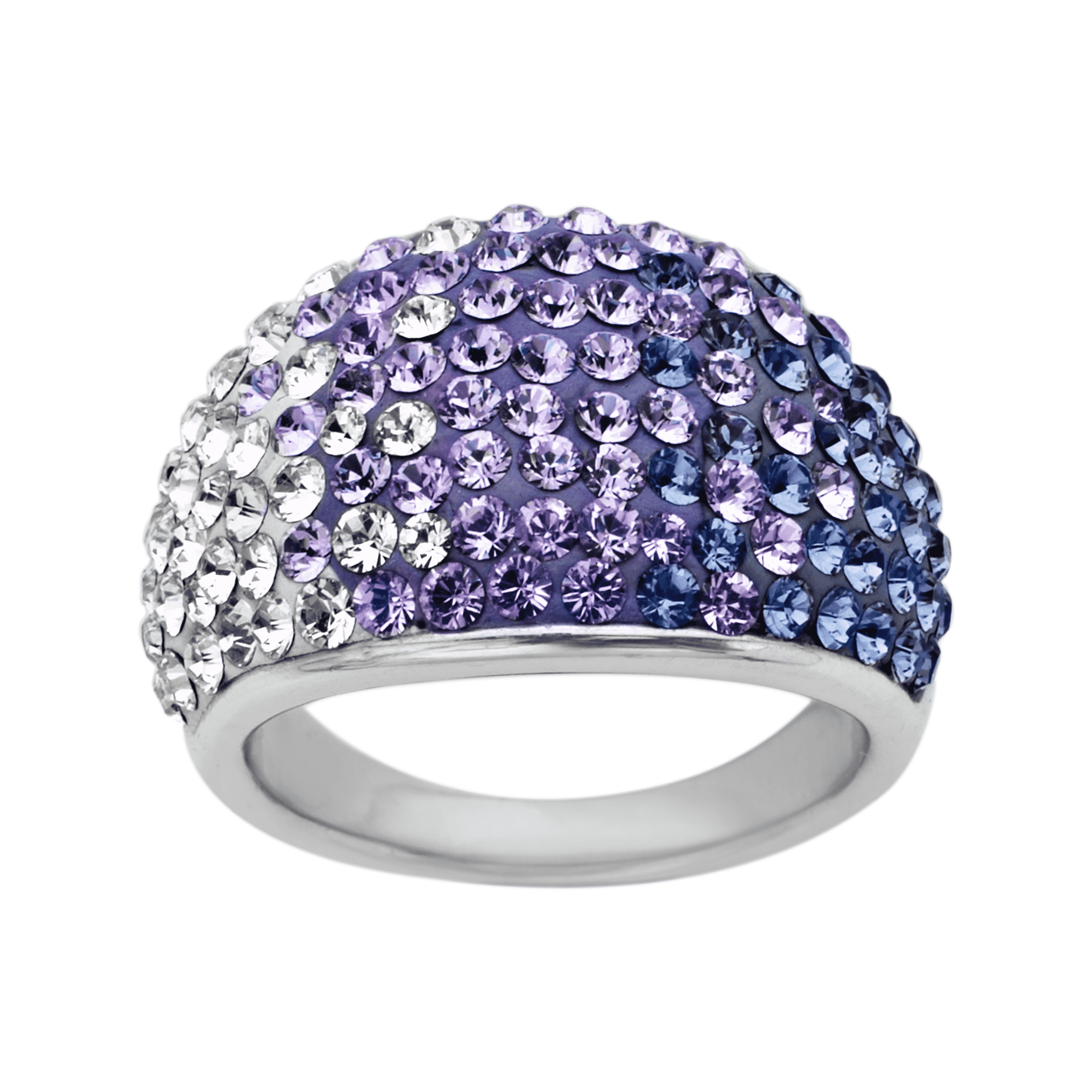 Crystaluxe Kuppelring mit Ombre Lavendelkristallen in Sterlingsilber - Bild 2 von 3