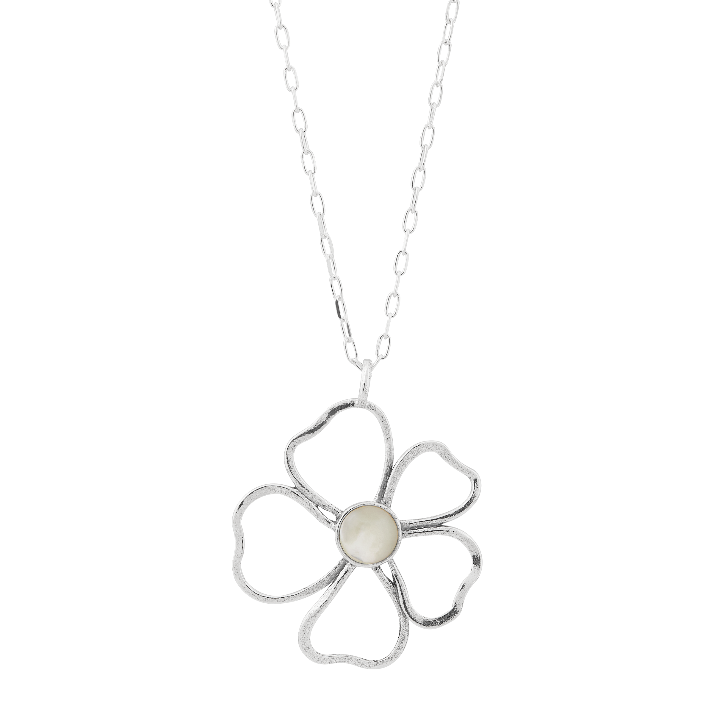 White Pearl Clover Necklace - Gold, Silver or Rose Gold - Designer Silver