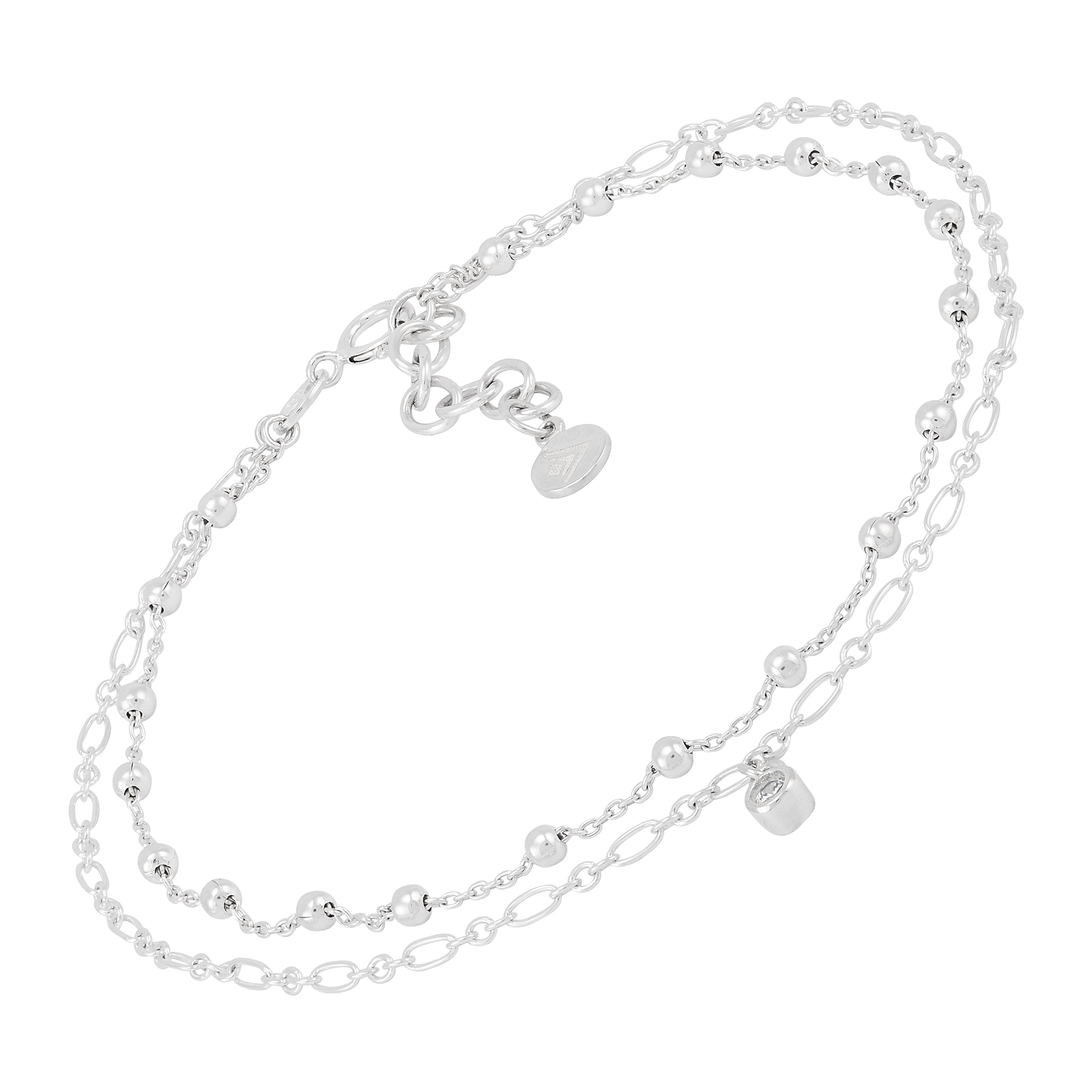 Silpada 'Stand A Chance' Sterling Silver White Cubic Zirconia Anklet, 9" + 1"