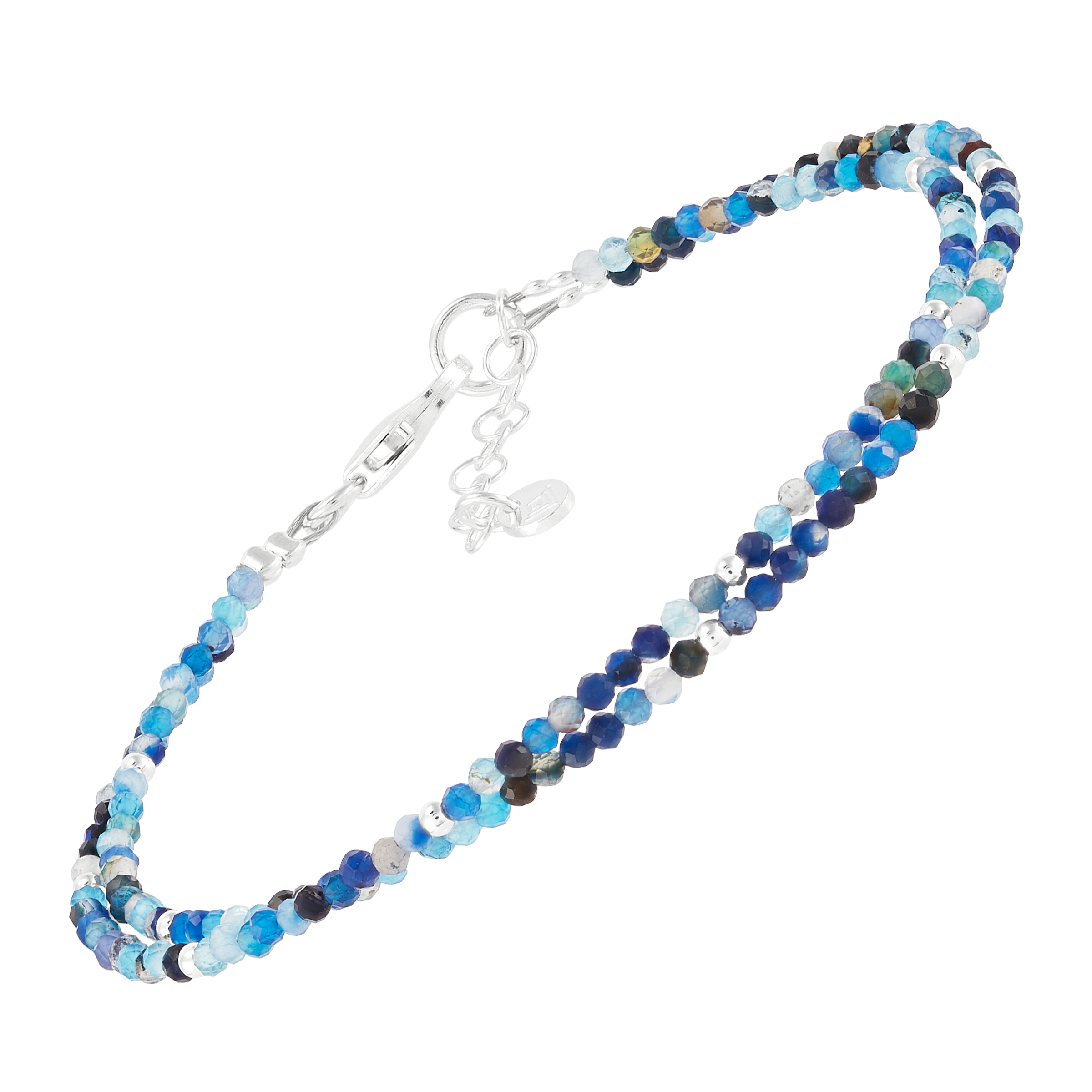 Silpada 'To Aspire' Sterling Silver Blue Agate Bead Bracelet, 7" + 1"