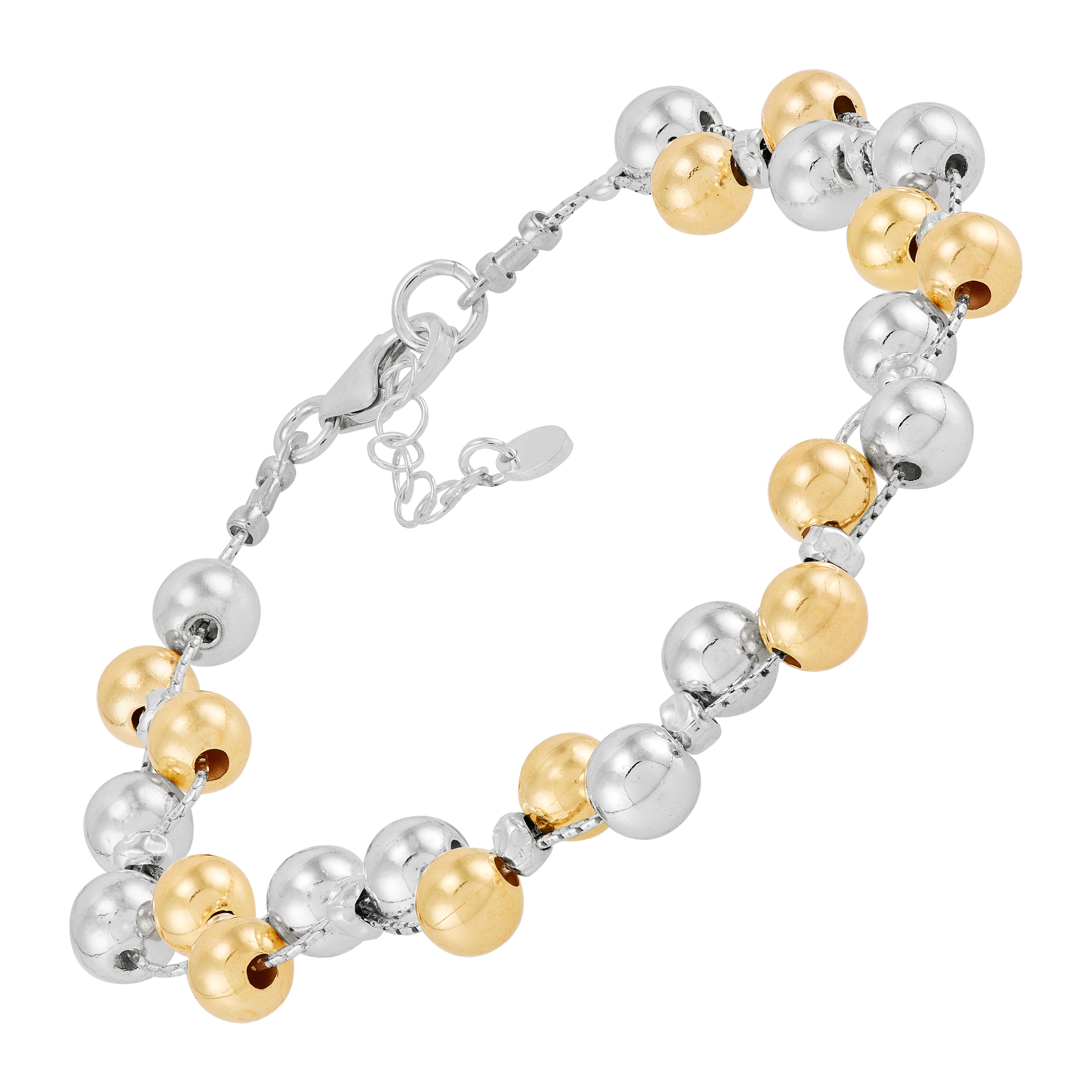 Silpada 'Dimming Lights' Silver w/ 14K GP & Natural Hematite Bead Bracelet, 8.5"