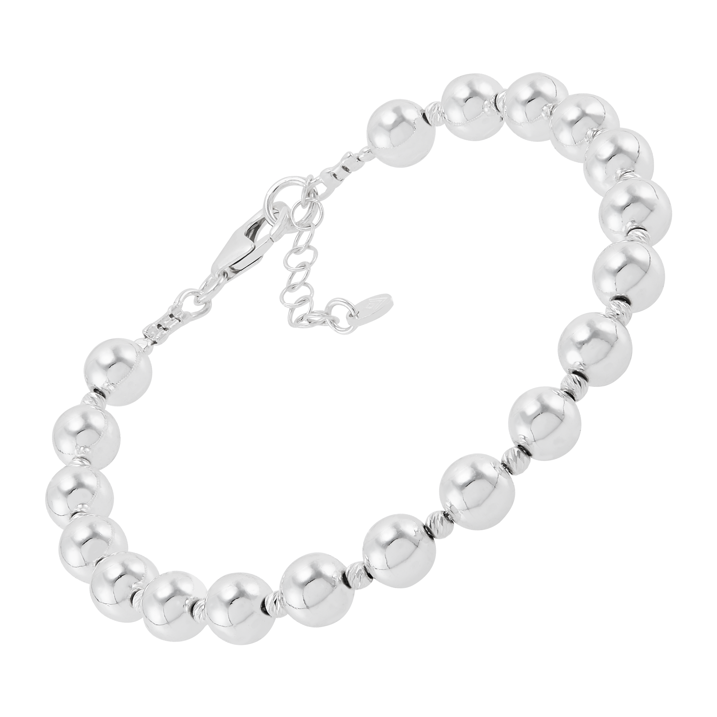 Silpada 'Urban Chicâ€™ Sterling Silver Hematite Beaded Bracelet, 7.5" + 1"  (6mm)