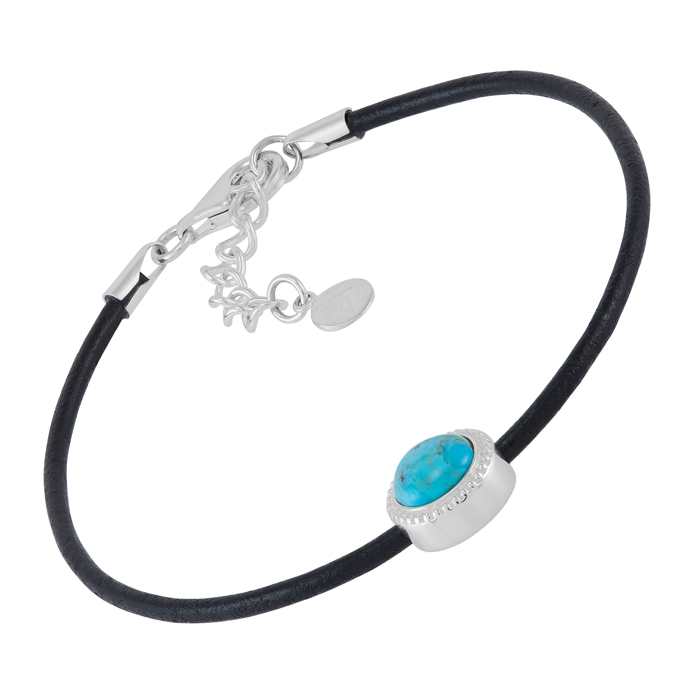 Silpada 'Vivid Edge' Silver with Leather Compressed Turquoise Bracelet, 8.25"