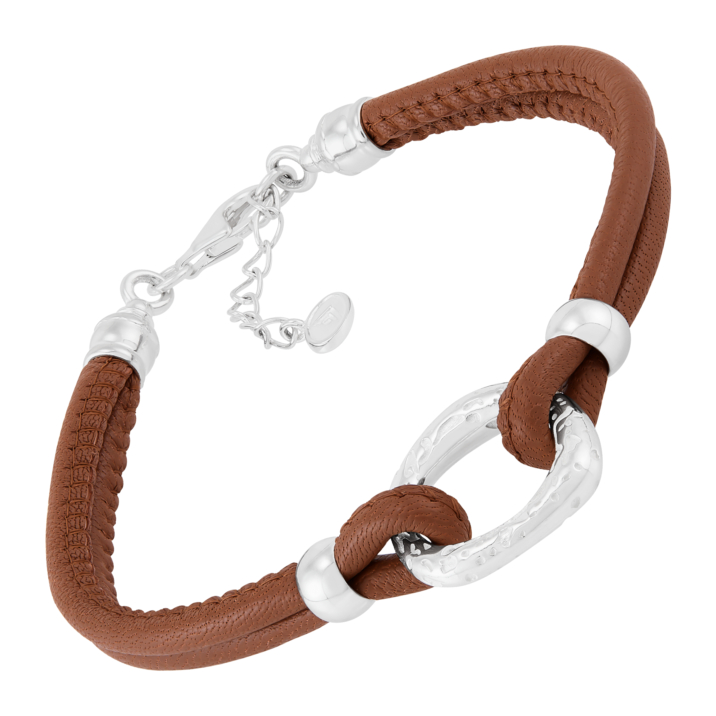 Silpada 'Unity Loop' Sterling Silver Leather Bracelet, 7.5" + 1"
