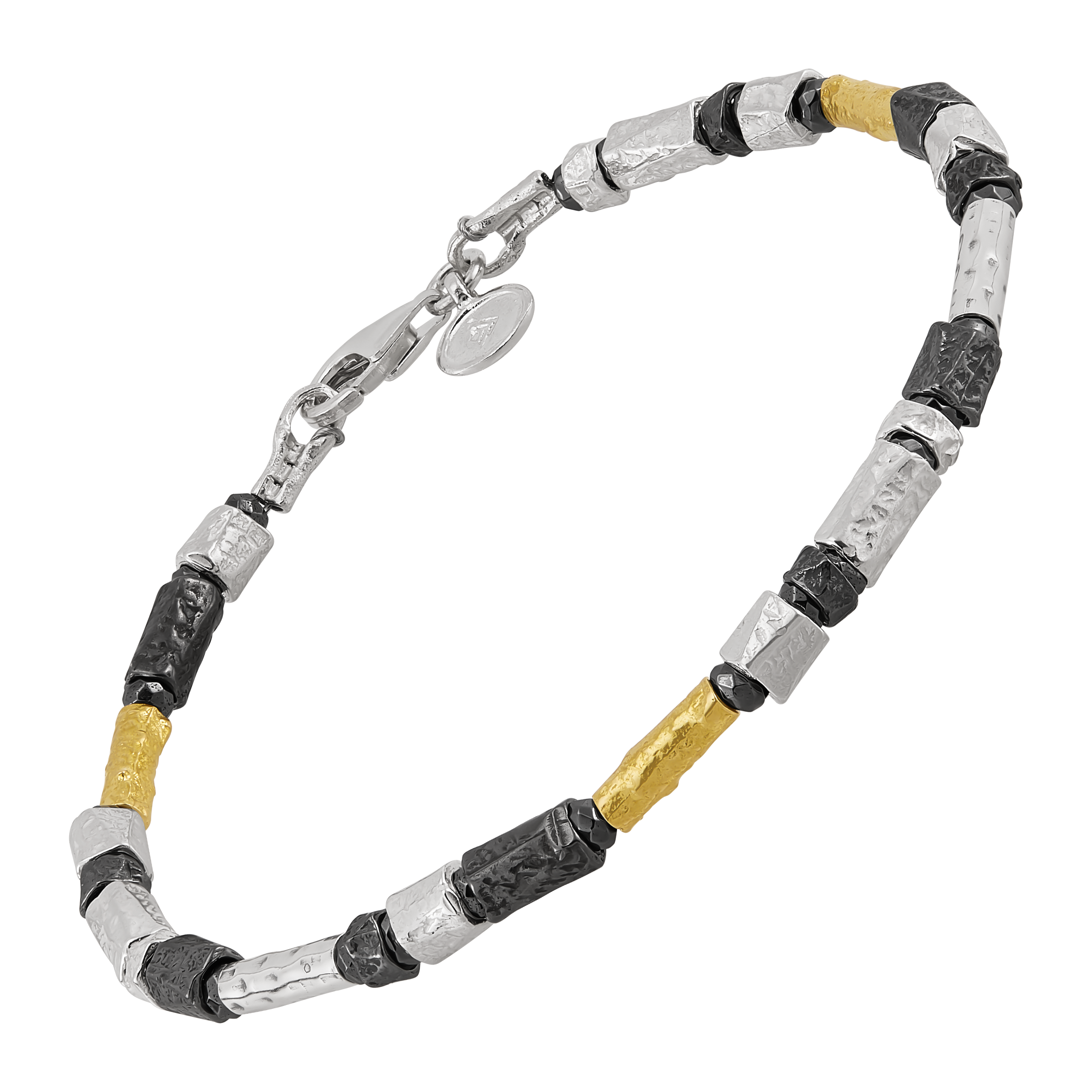 Silpada 'City Lights' Silver and Brass Natural Hematite Bracelet, 7.5"