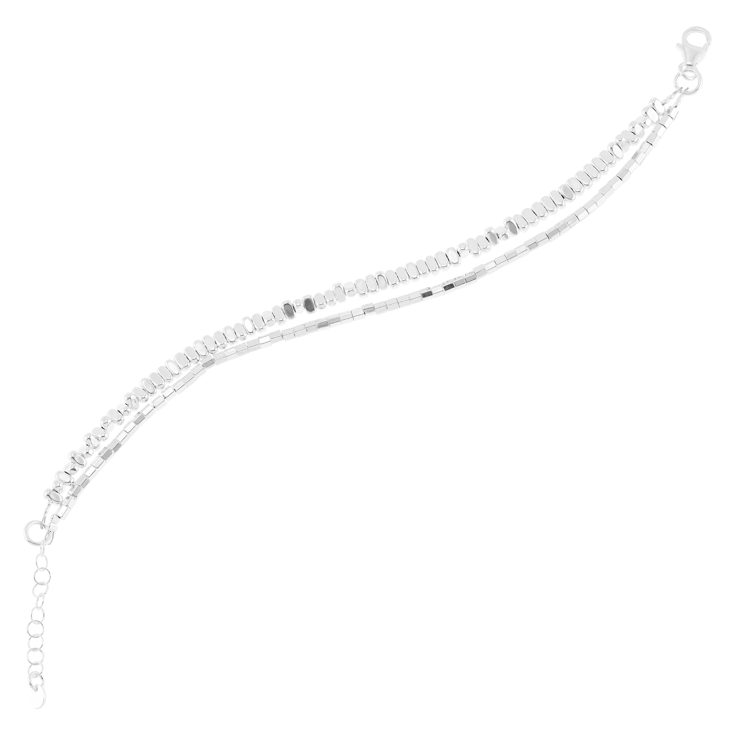 New Silpada 'Winter Bloom' Sterling Silver Natural Hematite Bracelet, 7.25" + 1" detailed image 2
