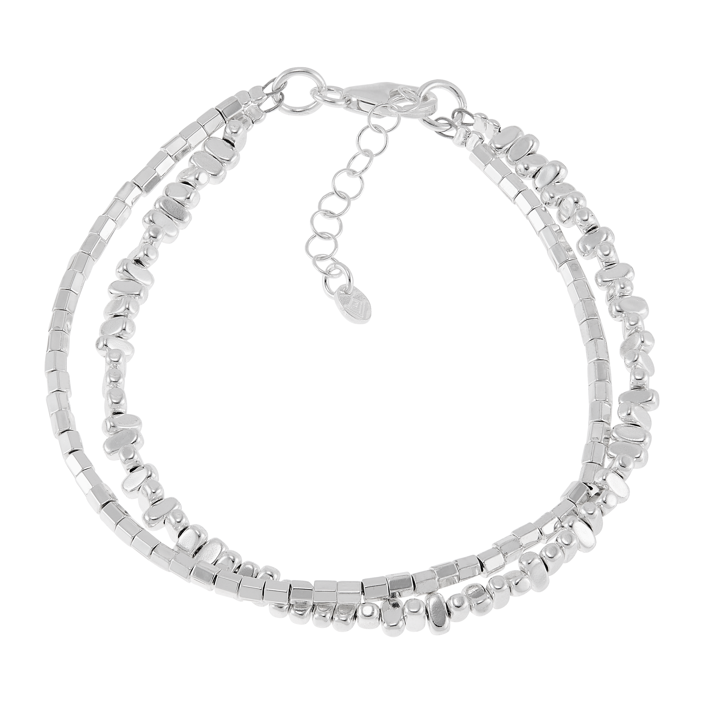 New Silpada 'Winter Bloom' Sterling Silver Natural Hematite Bracelet, 7.25" + 1" detailed image 3