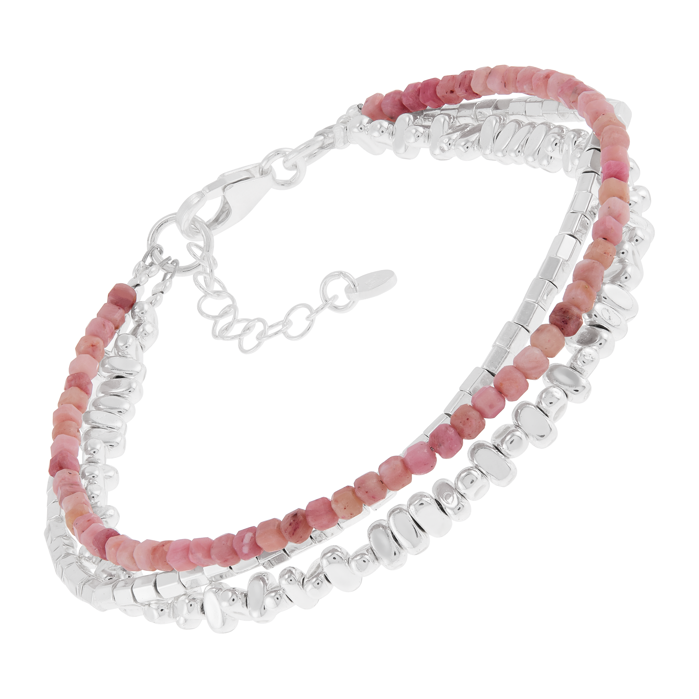 Silpada 'Pink Interval' Sterling Silver Hematite and Rhodonite Bracelet, 8.25"