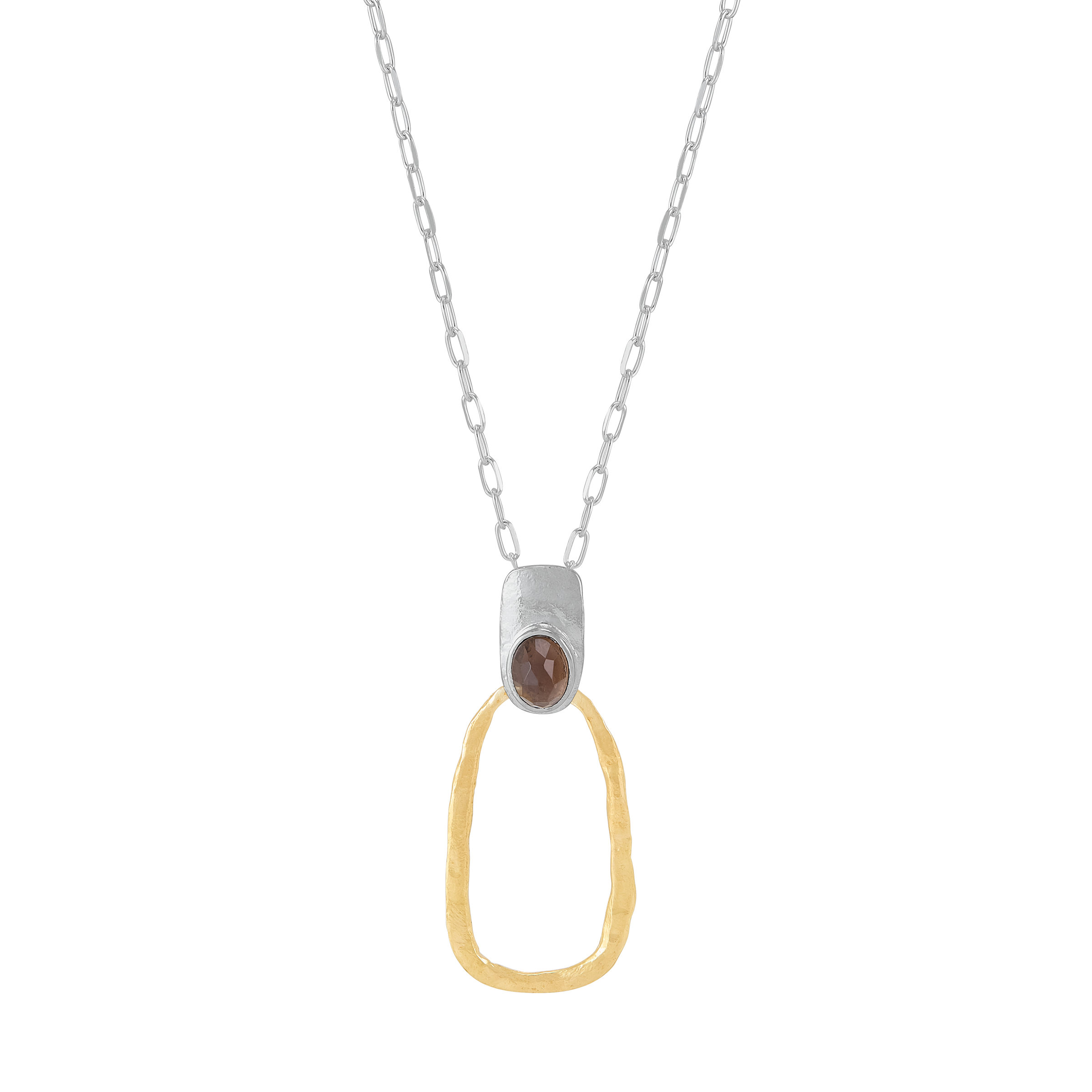 Silpada 'Daylight' Sterling Silver and Brass Smoky Quartz Pendant Necklace, 20"